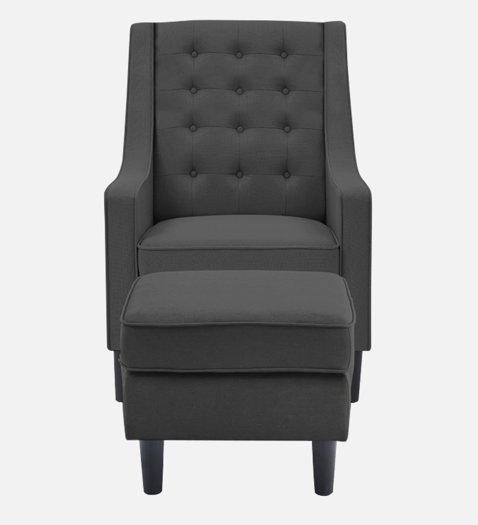 Sona Fabric Barrel Chair + Ottoman in Charcoal Grey Colour