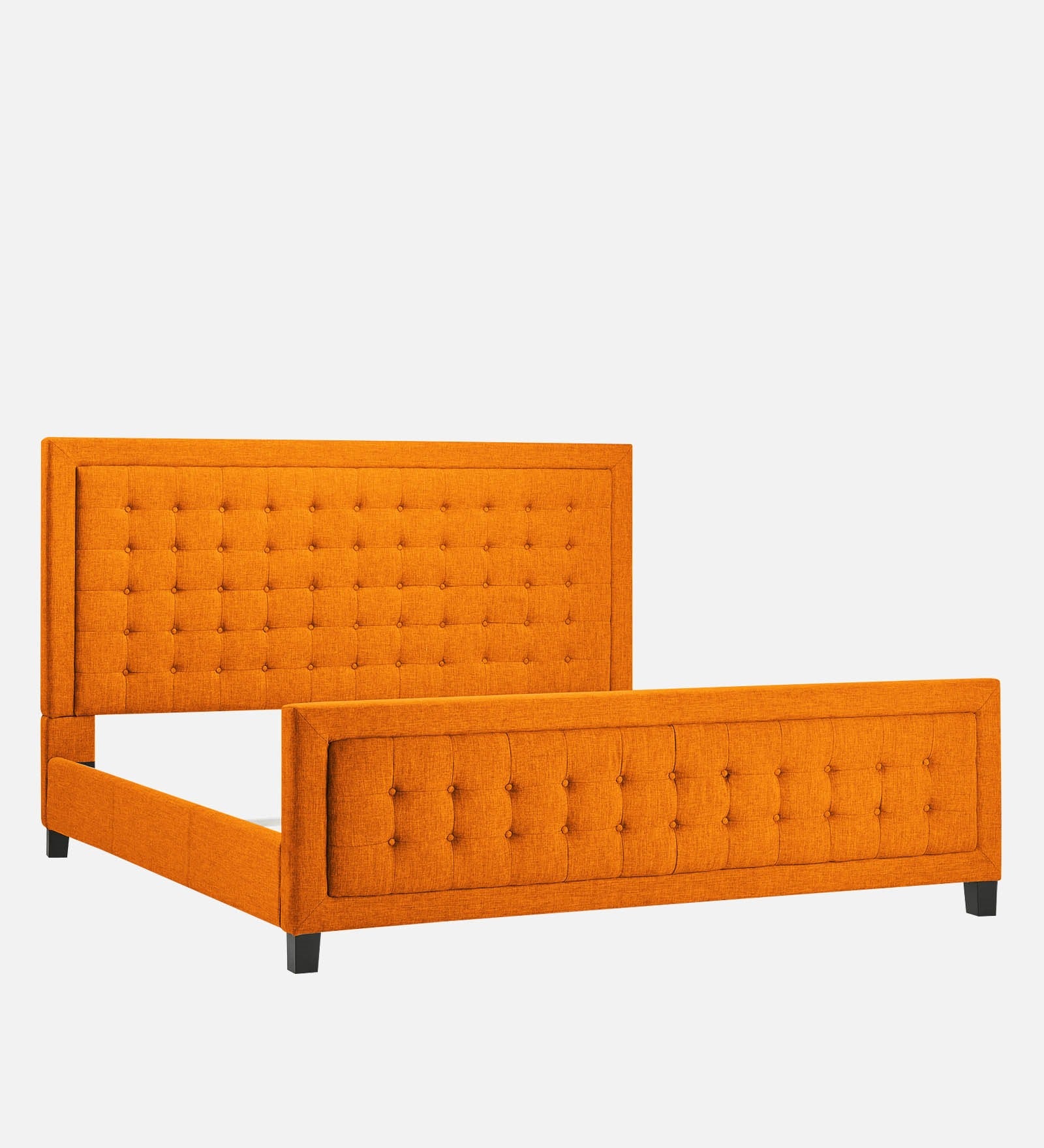 Kaster Fabric Upholstered King Size Bed In Vivid Orange Colour - Febonic Living