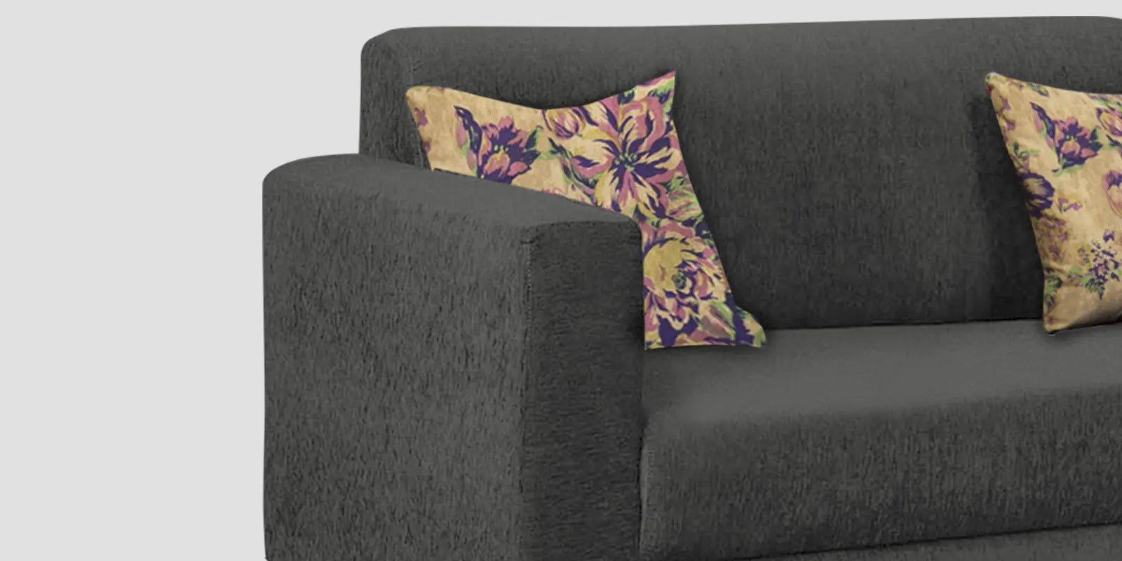 Lipu Fabric 2 Seater Sofa In Charcoal Grey Colour Febonic Living