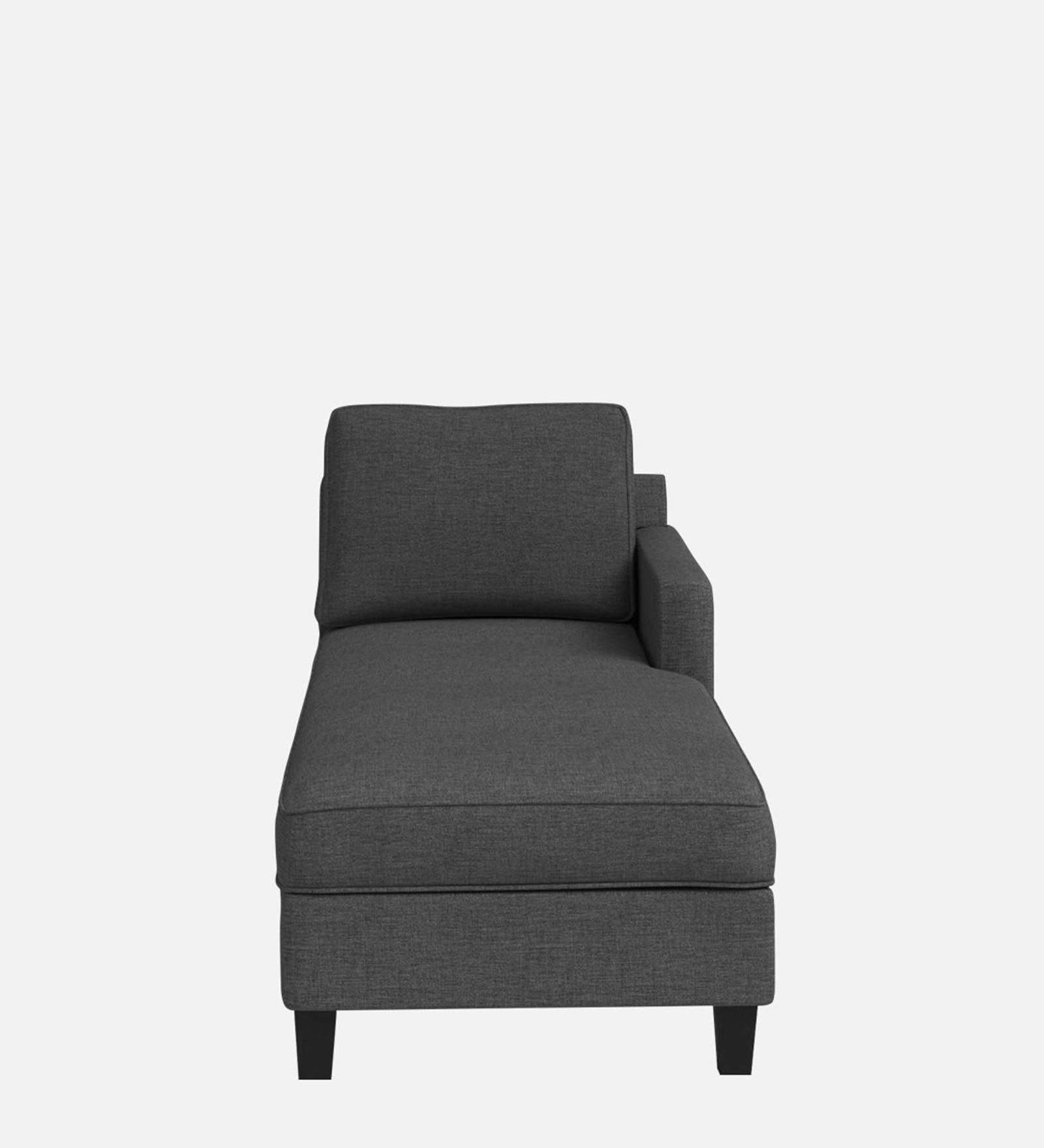 Royee Fabric RHS Chaise Lounger In Charcoal Grey Colour With Storage - Febonic Living