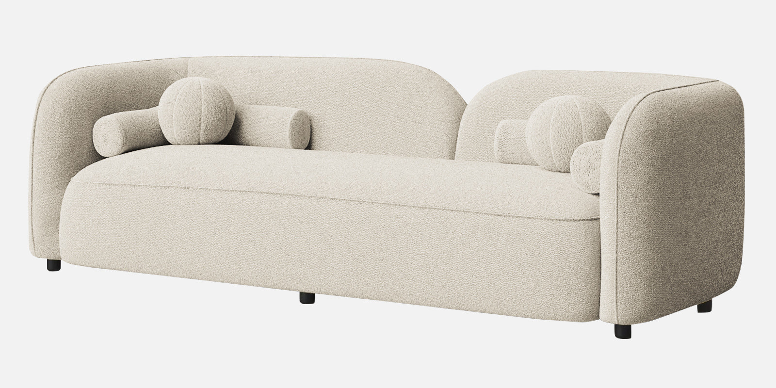 Corny Boucle Fabric 3 Seater Sofa In Shell White Colour - Febonic Living