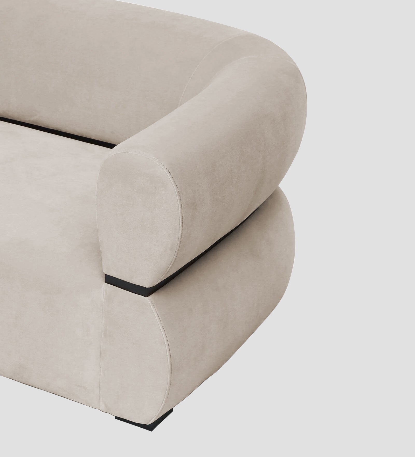 Kula Velvet 1 Seater Sofa In Cream Beige Colour - Febonic Living