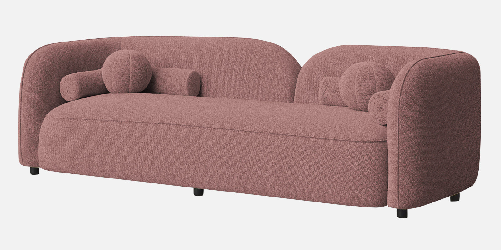 Corny Boucle Fabric 3 Seater Sofa In Rose Pink Colour - Febonic Living