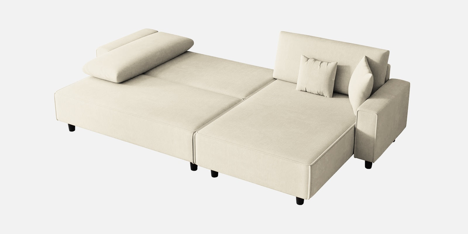 Peach Fabric LHS 6 Seater Sofa Cum Bed With Storage In Ivory Cream Colour - Febonic Living