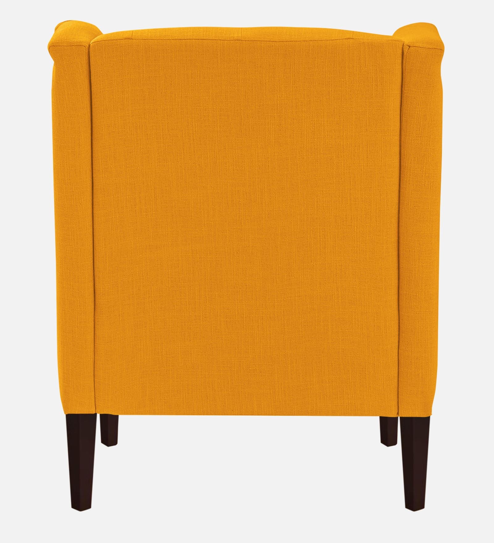 Deyuk Fabric Wing Chair In Bold Yellow Colour - Febonic Living