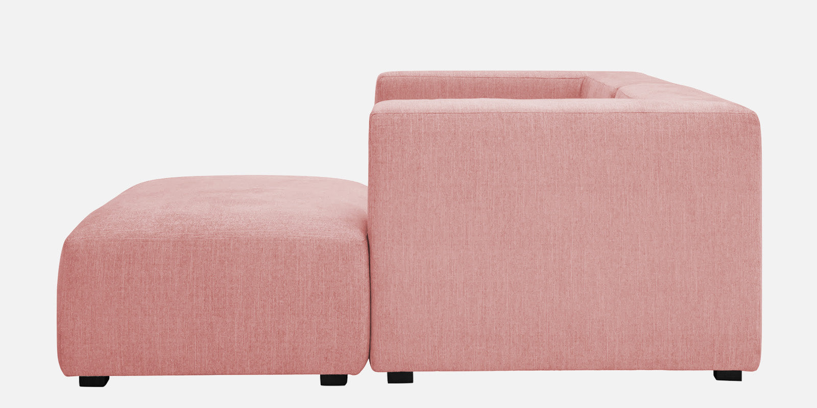 Dora Velvet LHS Sectional Sofa (2+Ottoman Lounger) In Millennial Pink Colour - Febonic Living