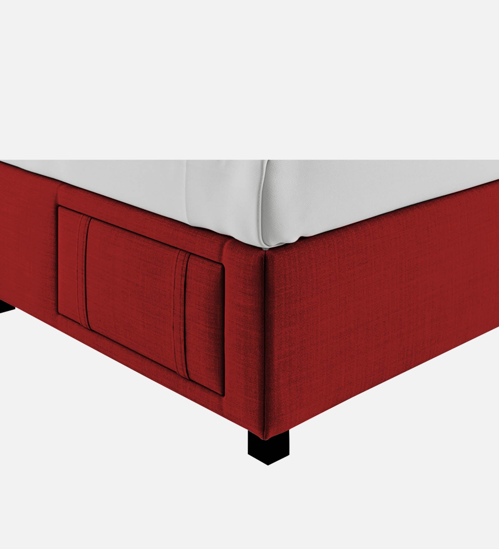 Nivi Fabric Upholstered King Size Bed In Blood Maroon Colour With Drawer Storage - Febonic Living