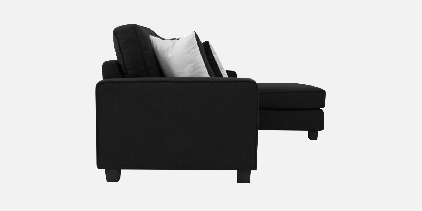 Ladybug Fabric LHS Sectional Sofa (3+Lounger) In Zed Black Colour - Febonic Living