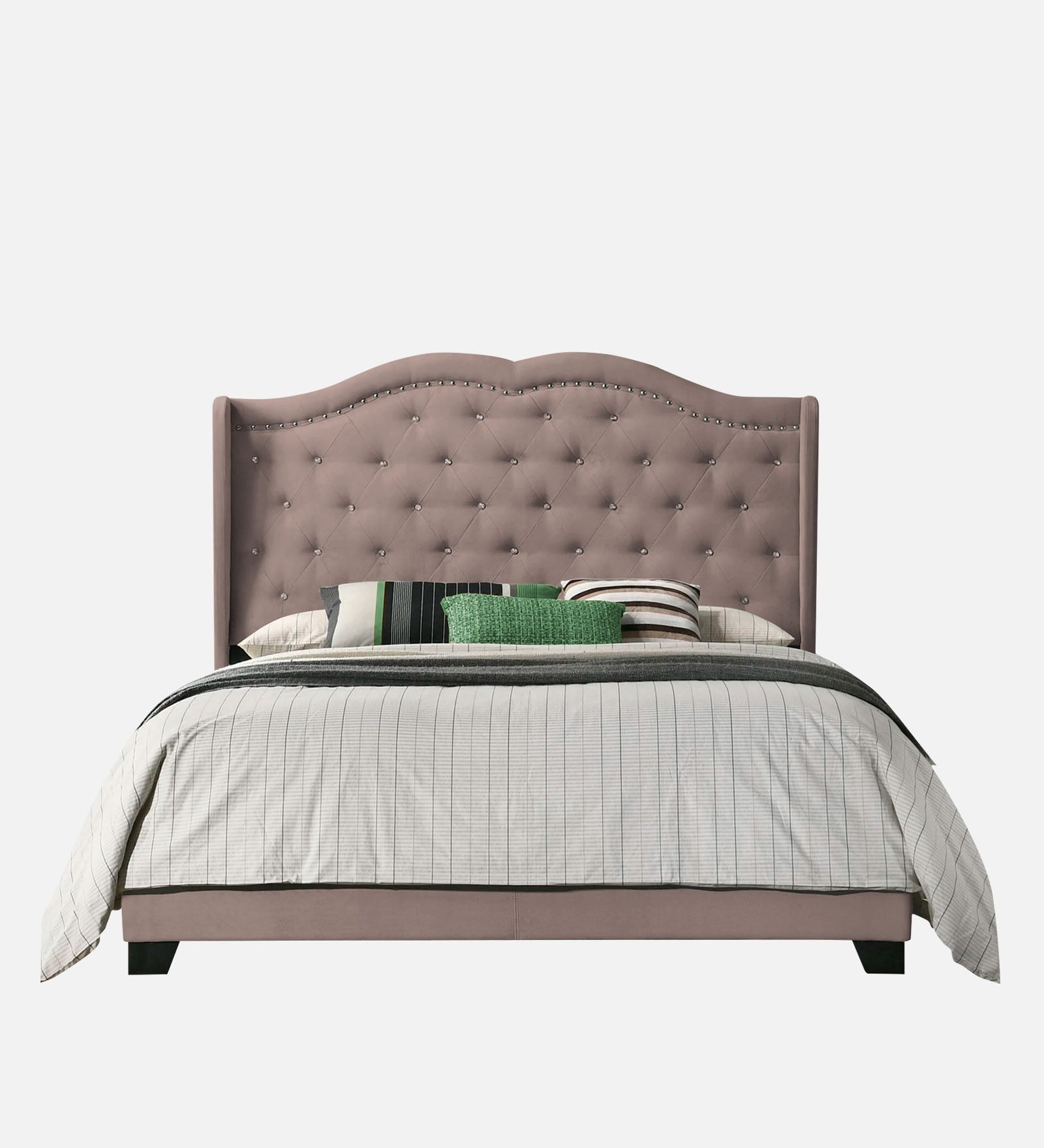Blake Fabric King Size Bed in Kadhi Beige Colour - Febonic Living