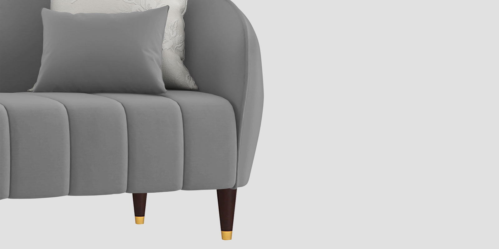Hairo Velvet 3 Seater Sofa In Light Grey Colour