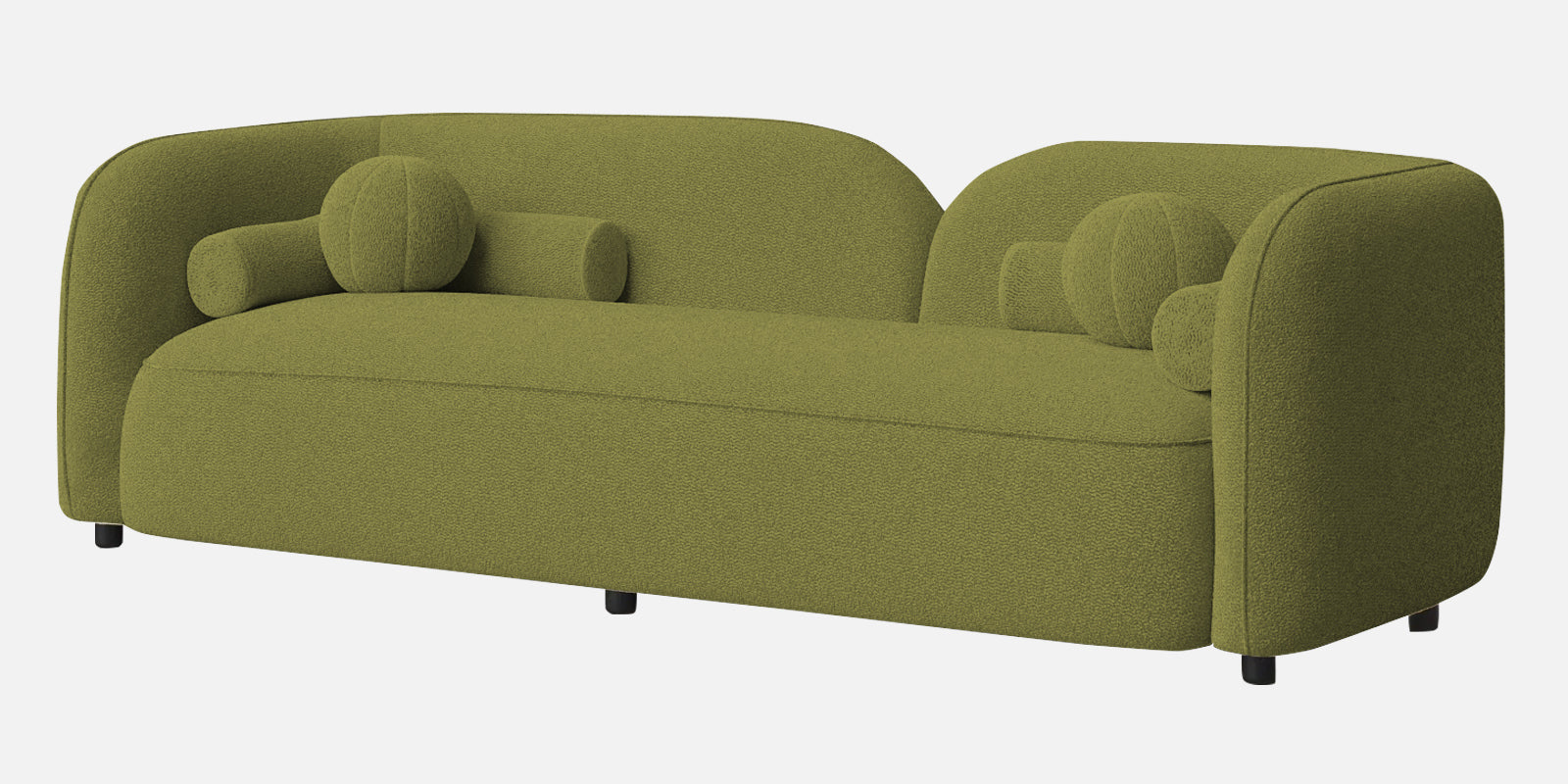 Corny Boucle Fabric 3 Seater Sofa In Apple Green Colour - Febonic Living