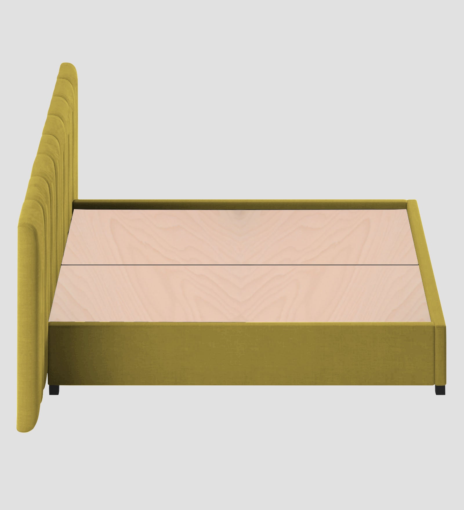Nora Fabric Queen Size Bed In Parrot Green Colour With Box Storage