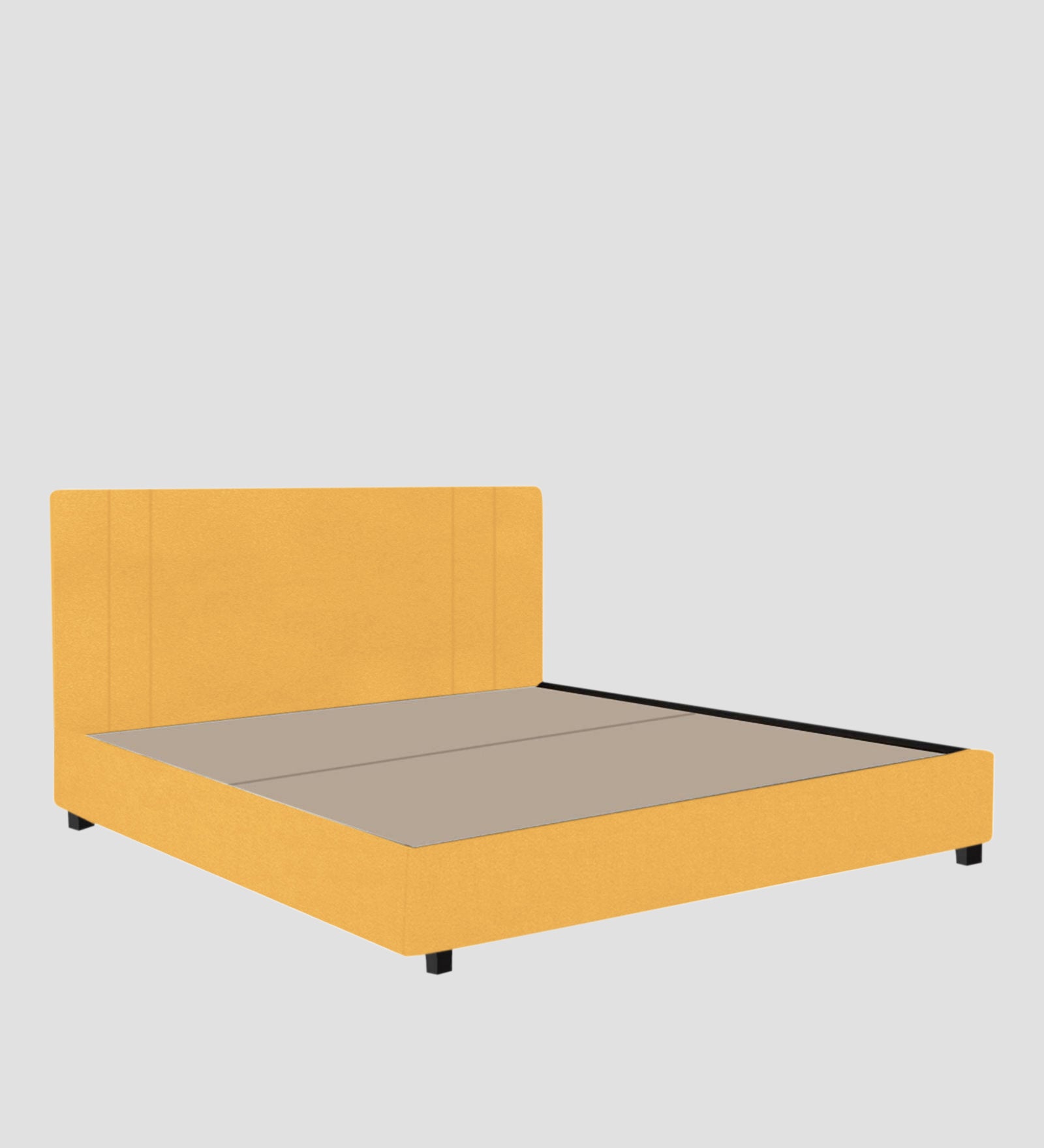 Asyra Velvet Upholstered King Size Bed In Turmeric Yellow Colour With Box Storage - Febonic Living