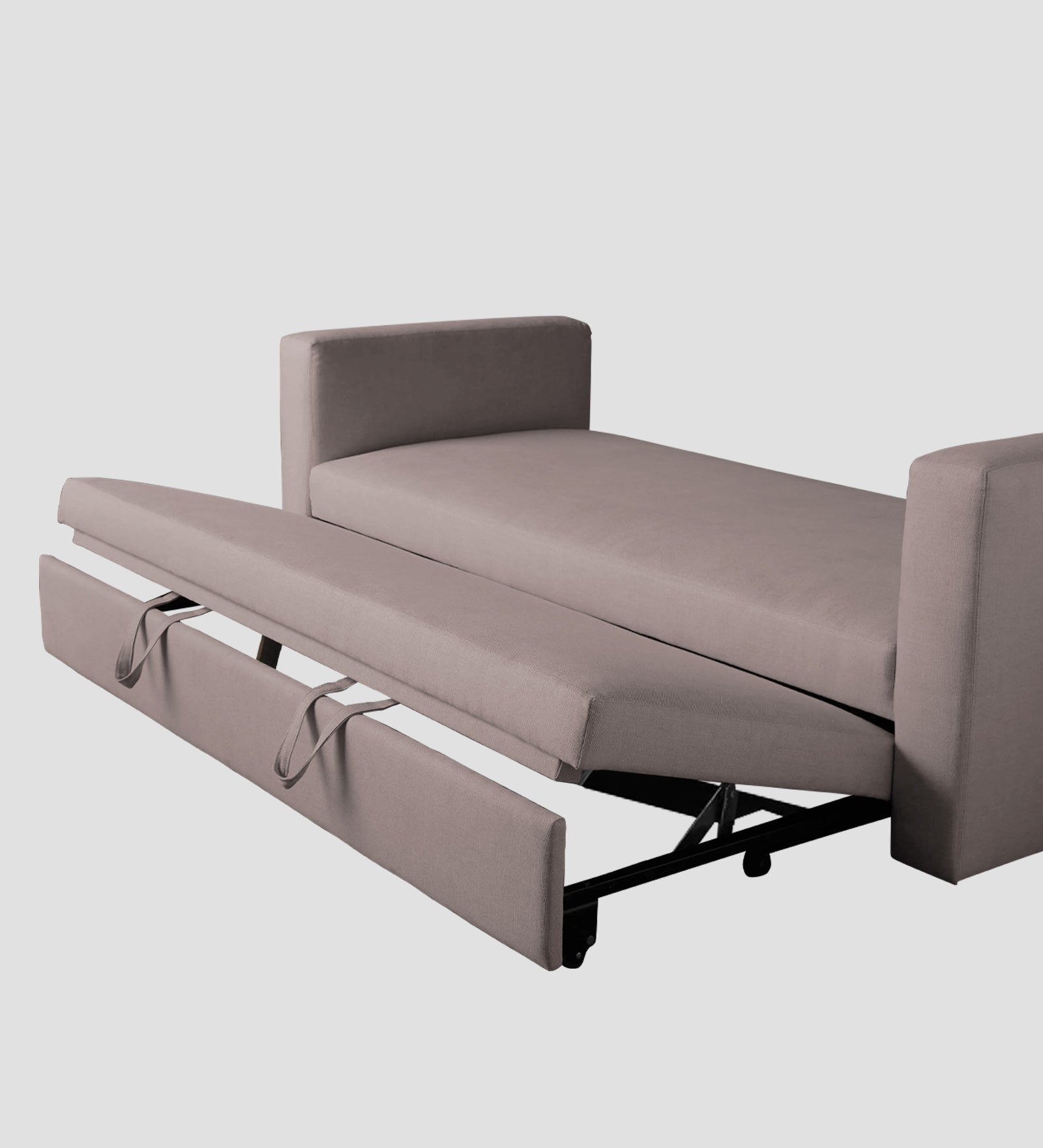 Tosy Fabric 3 Seater Pull Out Sofa Cum Bed In Almond Beige Colour - Febonic Living