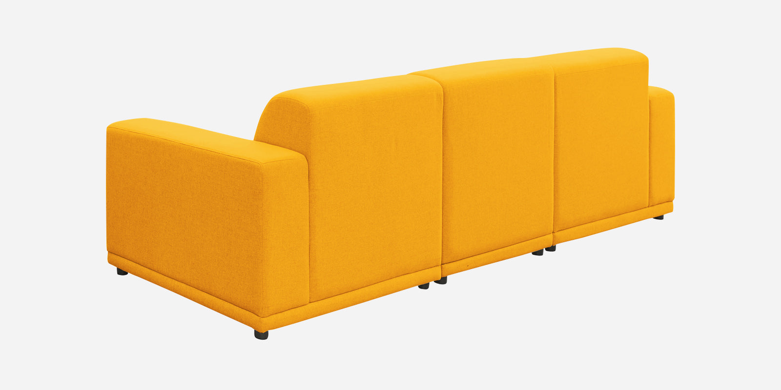 Adam Fabric LHS Sectional Sofa (3+Ottoman Lounger) In Bold Yellow Colour - Febonic Living