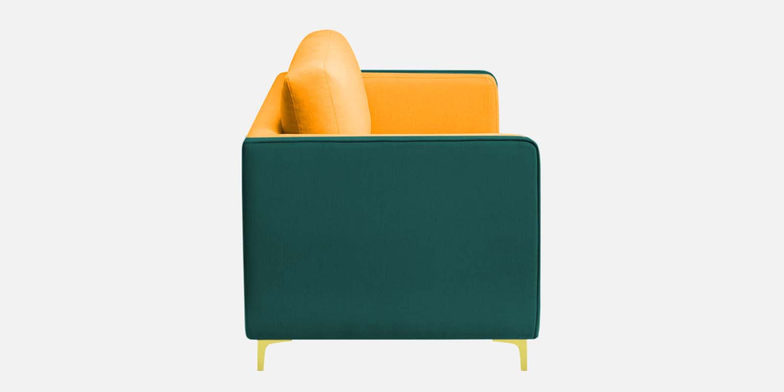 Visky Velvet 2 Seater Sofa In Saffron Yellow And Amazon Green Colour - Febonic Living