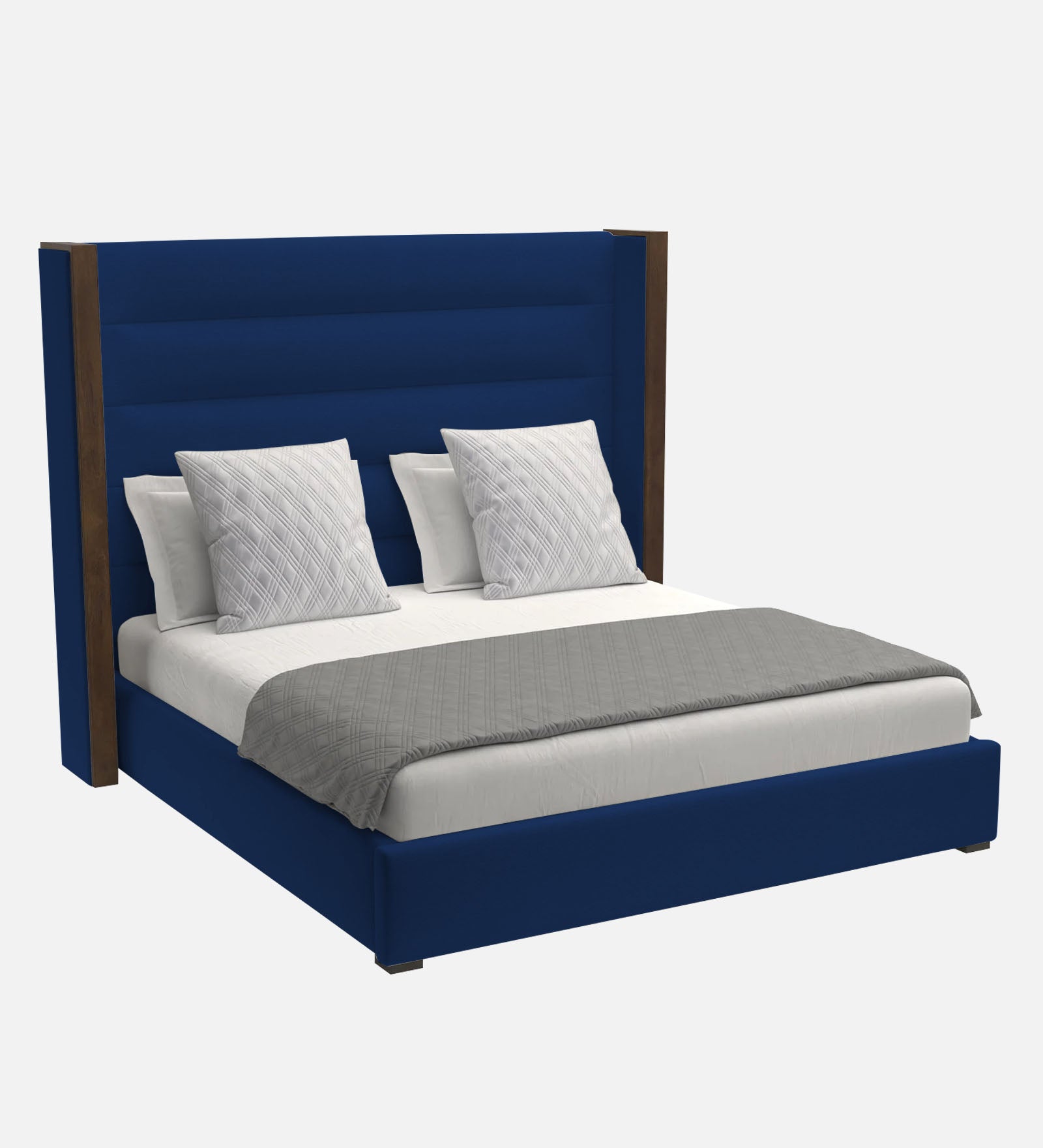 Sunny Fabric Queen Size Bed In Royal Blue Colour - Febonic Living