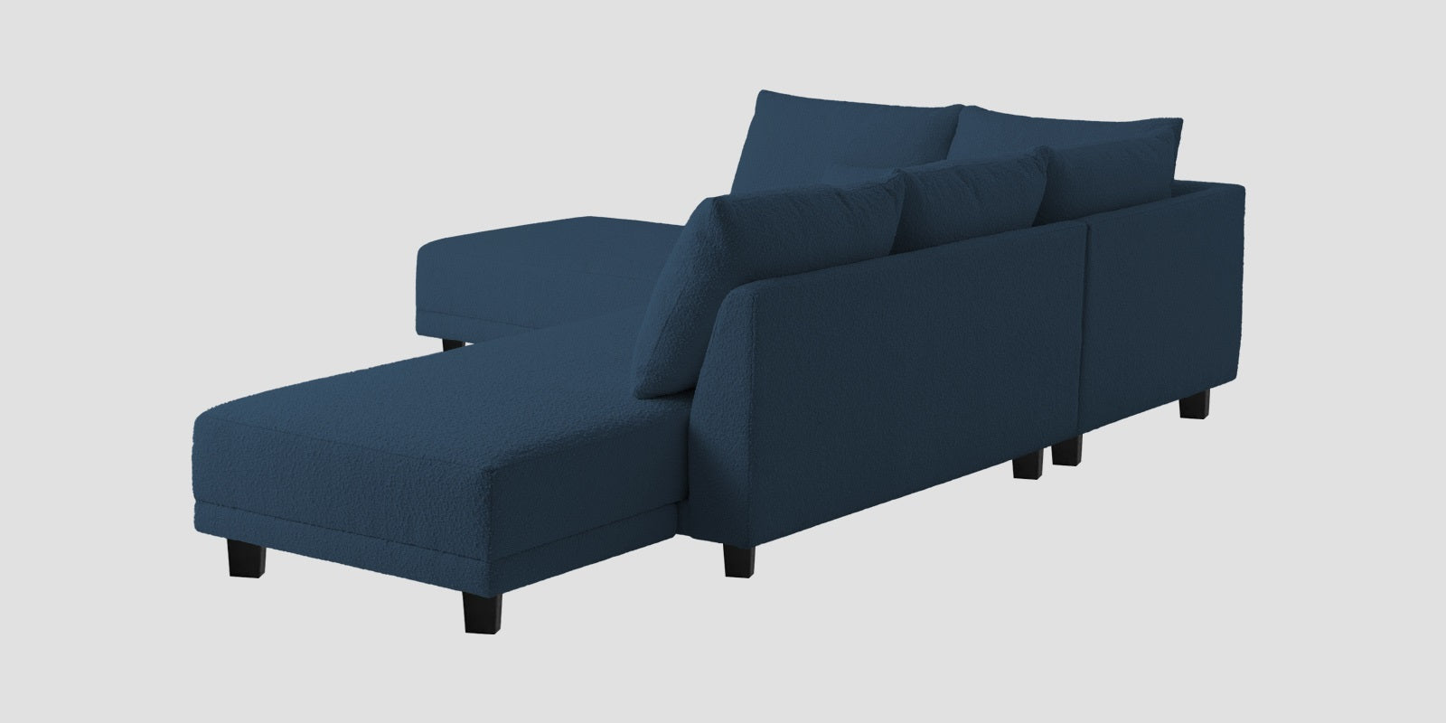 Ira Boucle Fabric RHS 6 Seater Convertible Sofa Cum Bed In Classic Blue Colour - Febonic Living