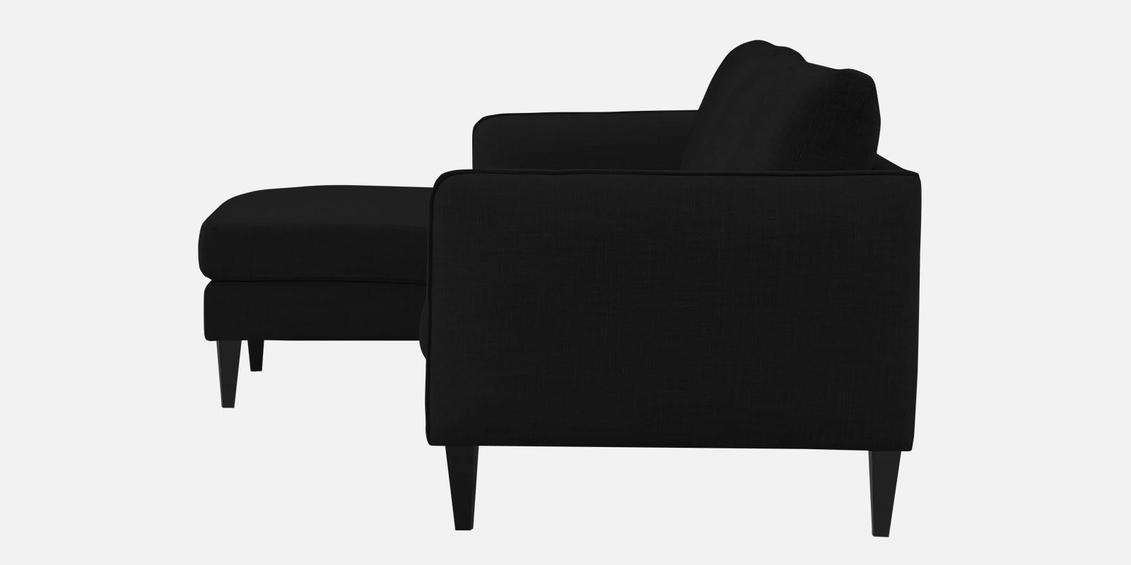 Piku Fabric RHS Sectional Sofa (3+Lounger) In Zed Black Colour - Febonic Living