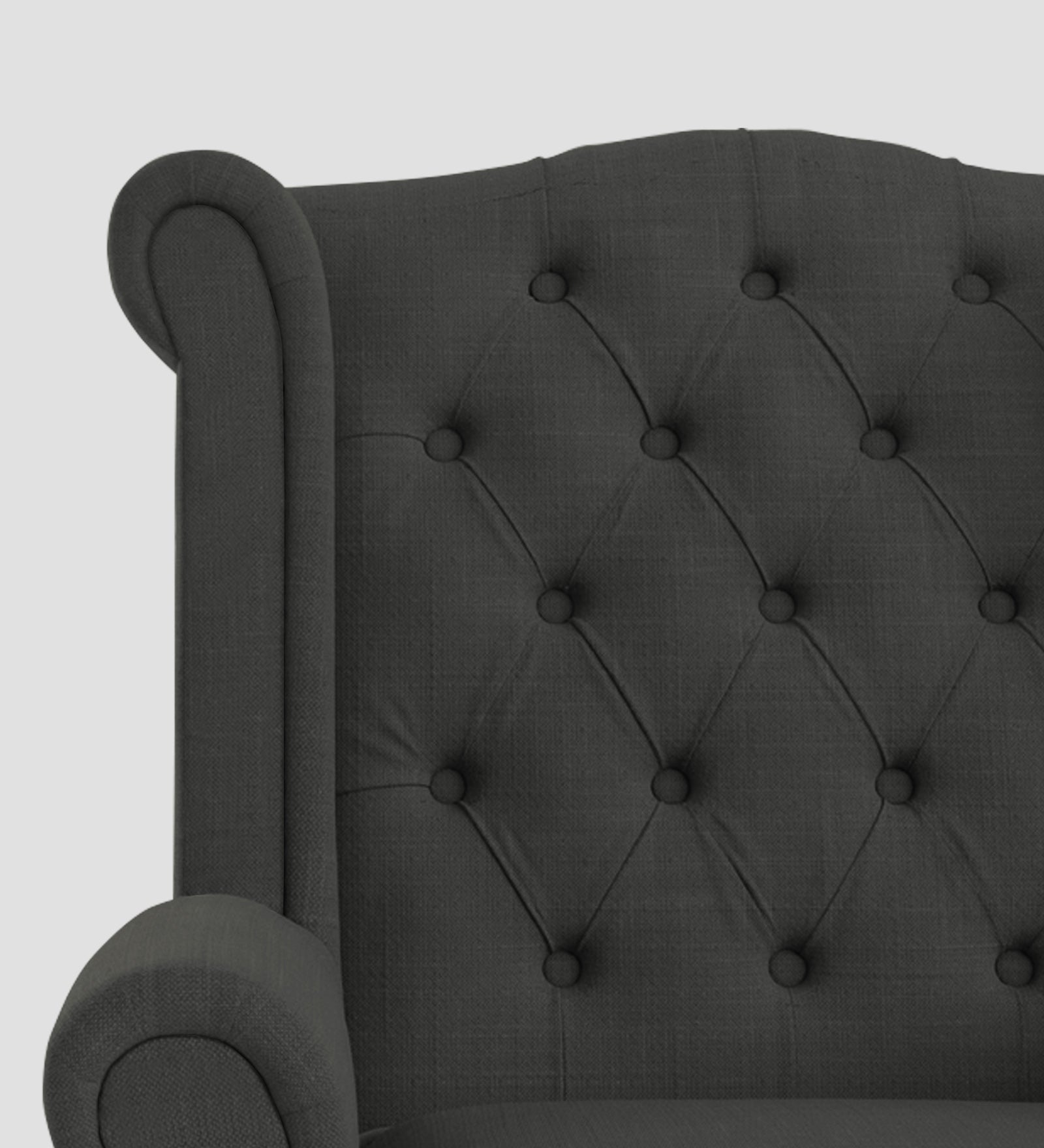 Neyub Fabric Wing Chair In Charcoal Grey Colour - Febonic Living