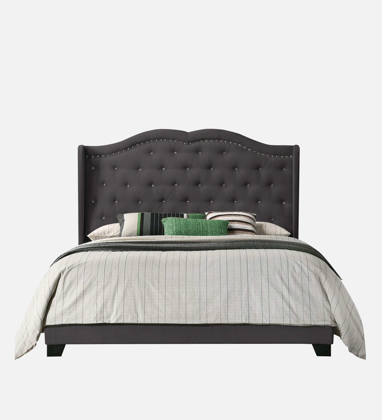Blake Fabric King Size Bed in Maba Grey Colour - Febonic Living
