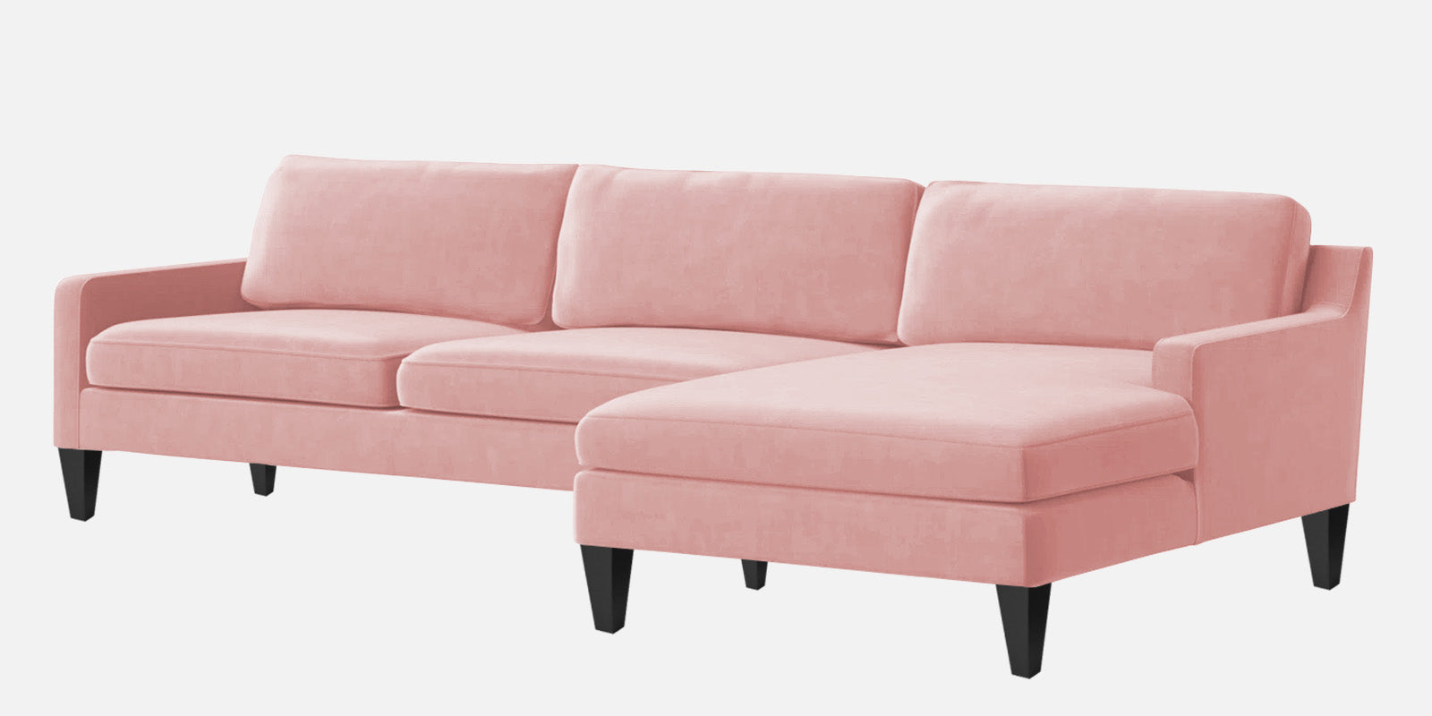 Jones Velvet LHS Sectional Sofa (3+Lounger) In Millennial Pink Colour - Febonic Living