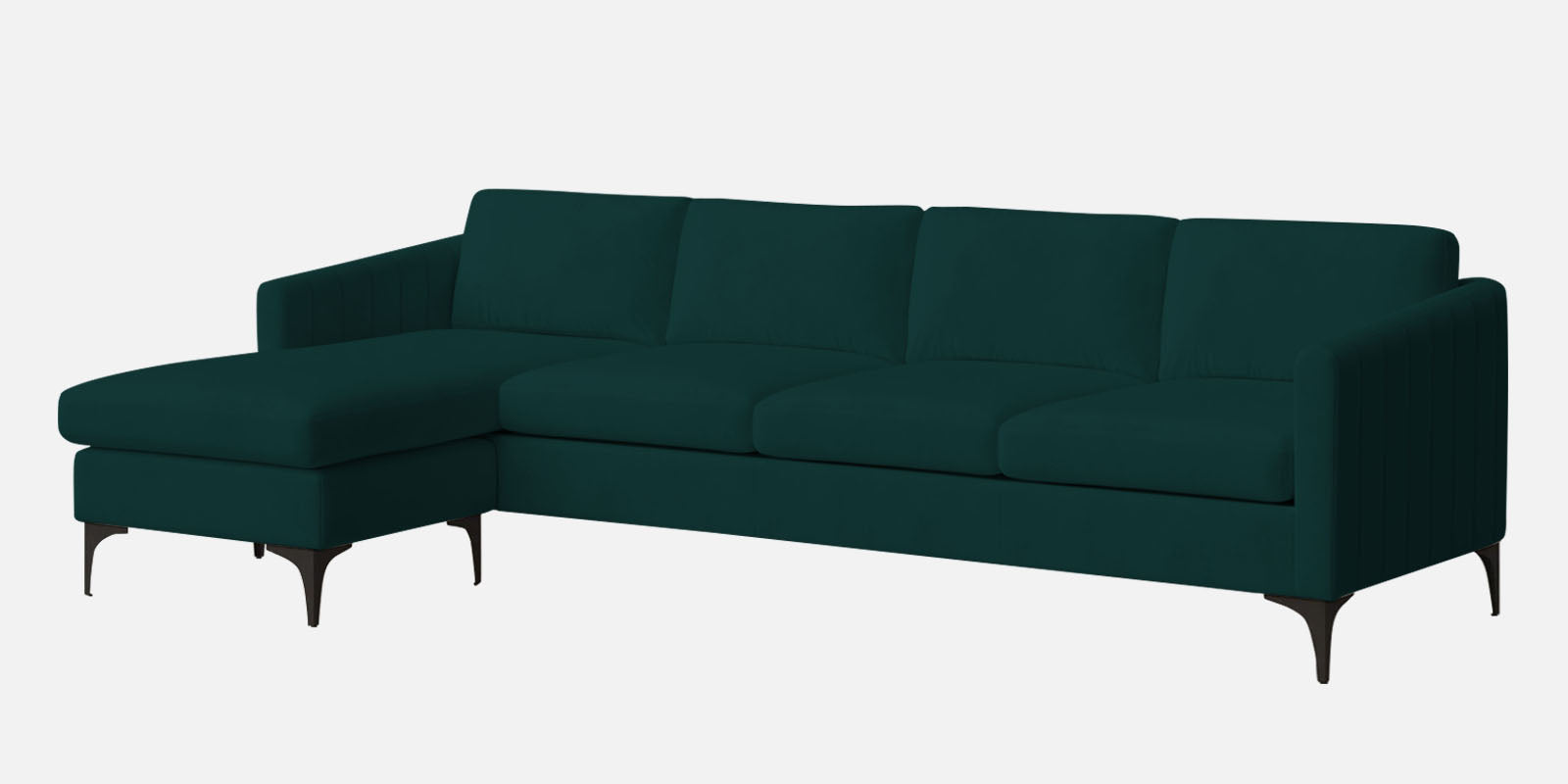 Haru Fabric RHS Sectional Sofa (3+Lounger) In Forest Green Colour - Febonic Living