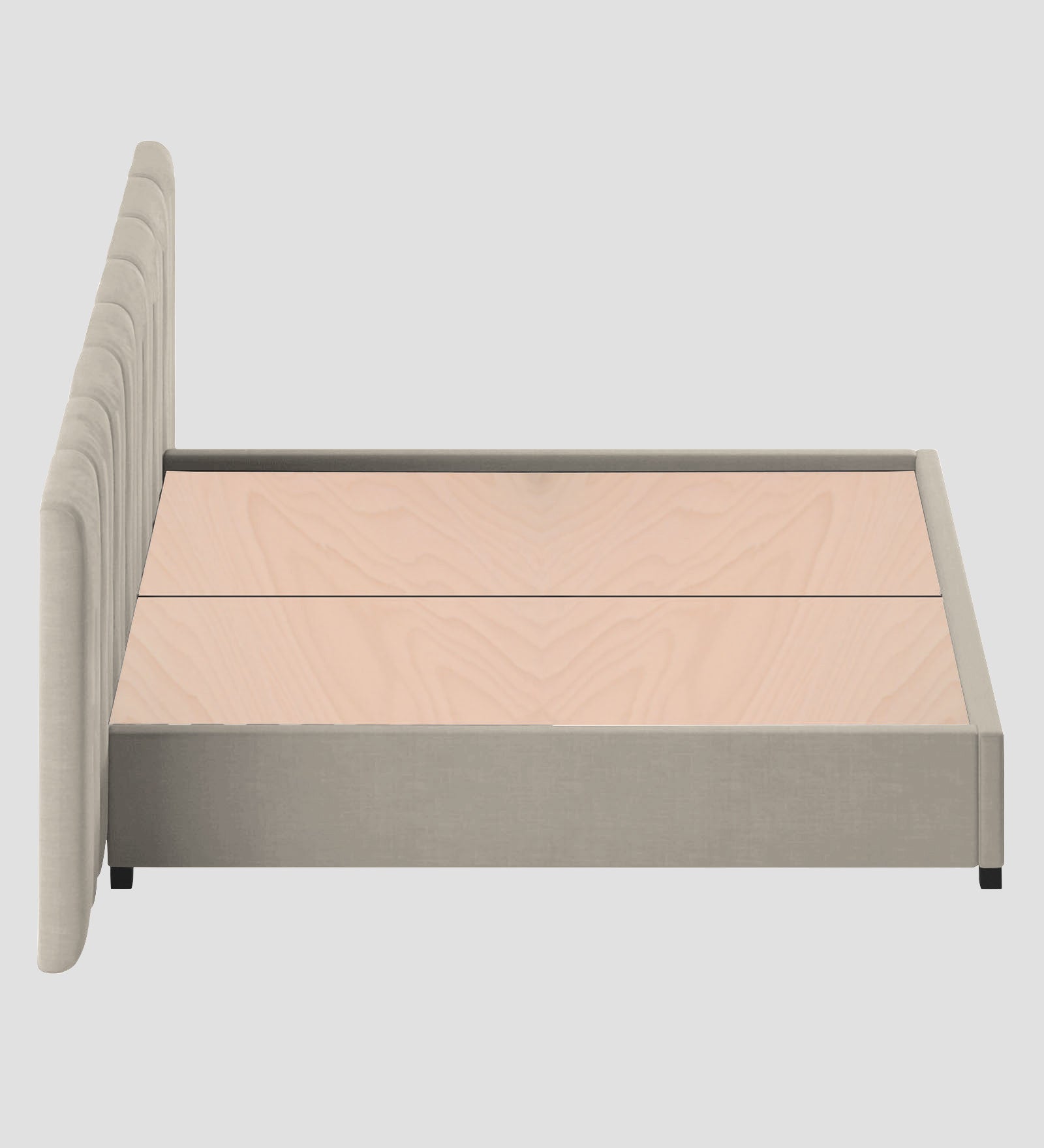 Nora Fabric Queen Size Bed In Ash Grey Colour With Box Storage
