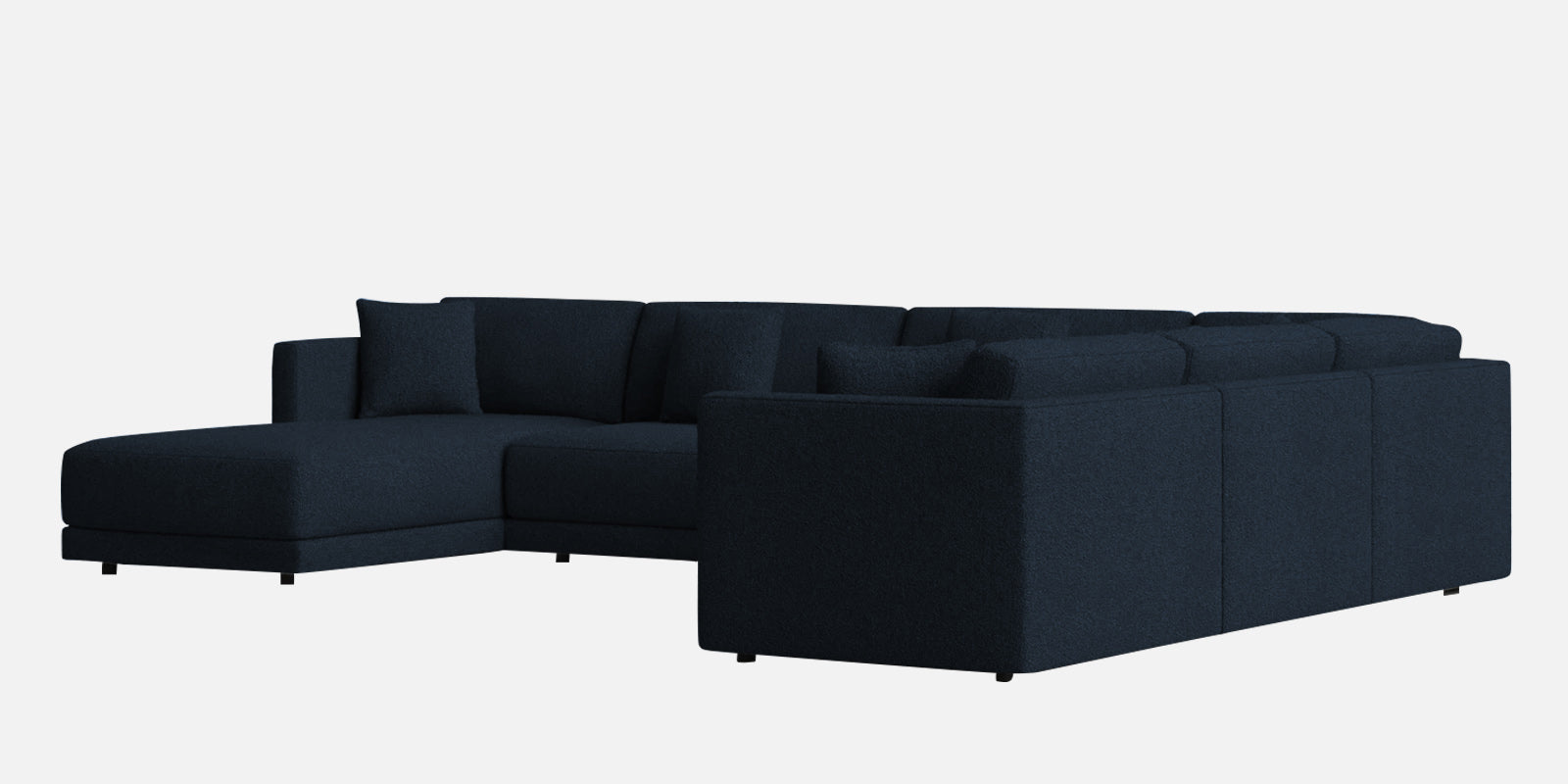 Carlin Fabric RHS 8 Seater Sectional Sofa In Denim Blue Colour - Febonic Living