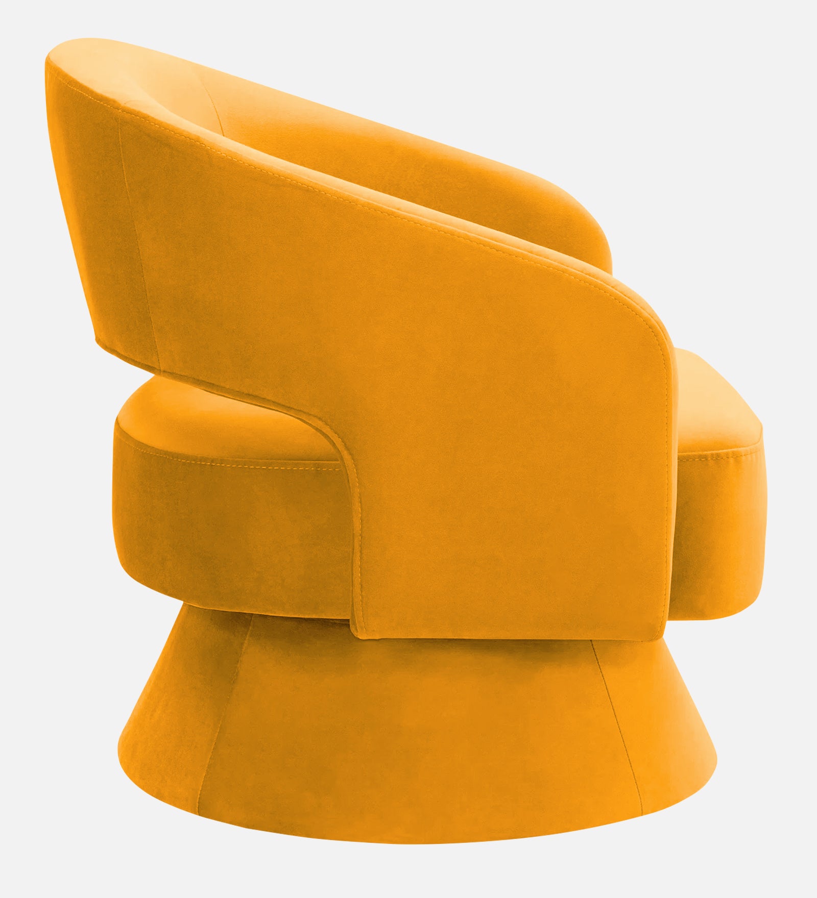 Pendra Velvet Swivel Chair In Safforn Yellow Colour - Febonic Living