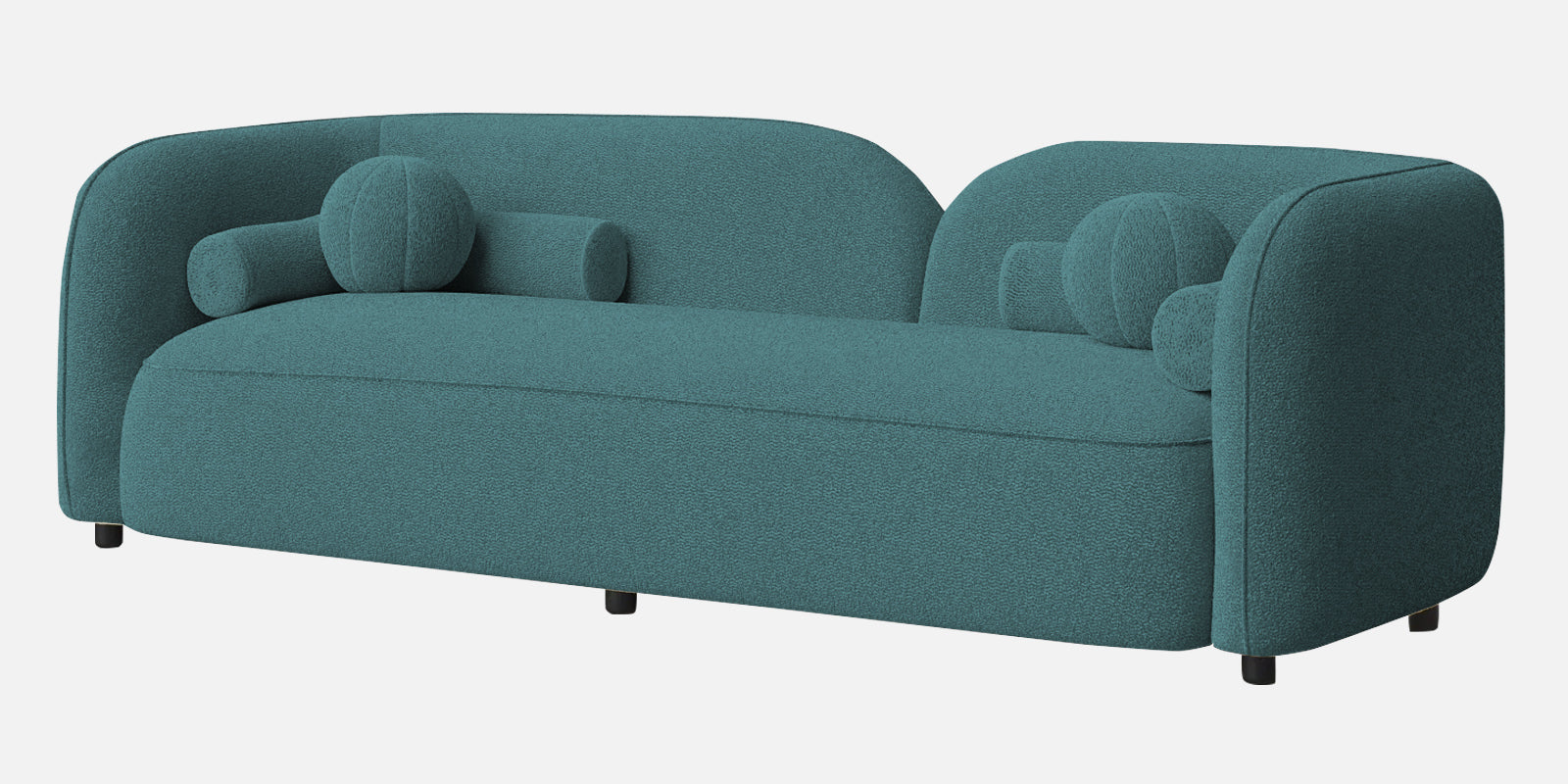 Corny Boucle Fabric 3 Seater Sofa In Ocean Blue Colour - Febonic Living