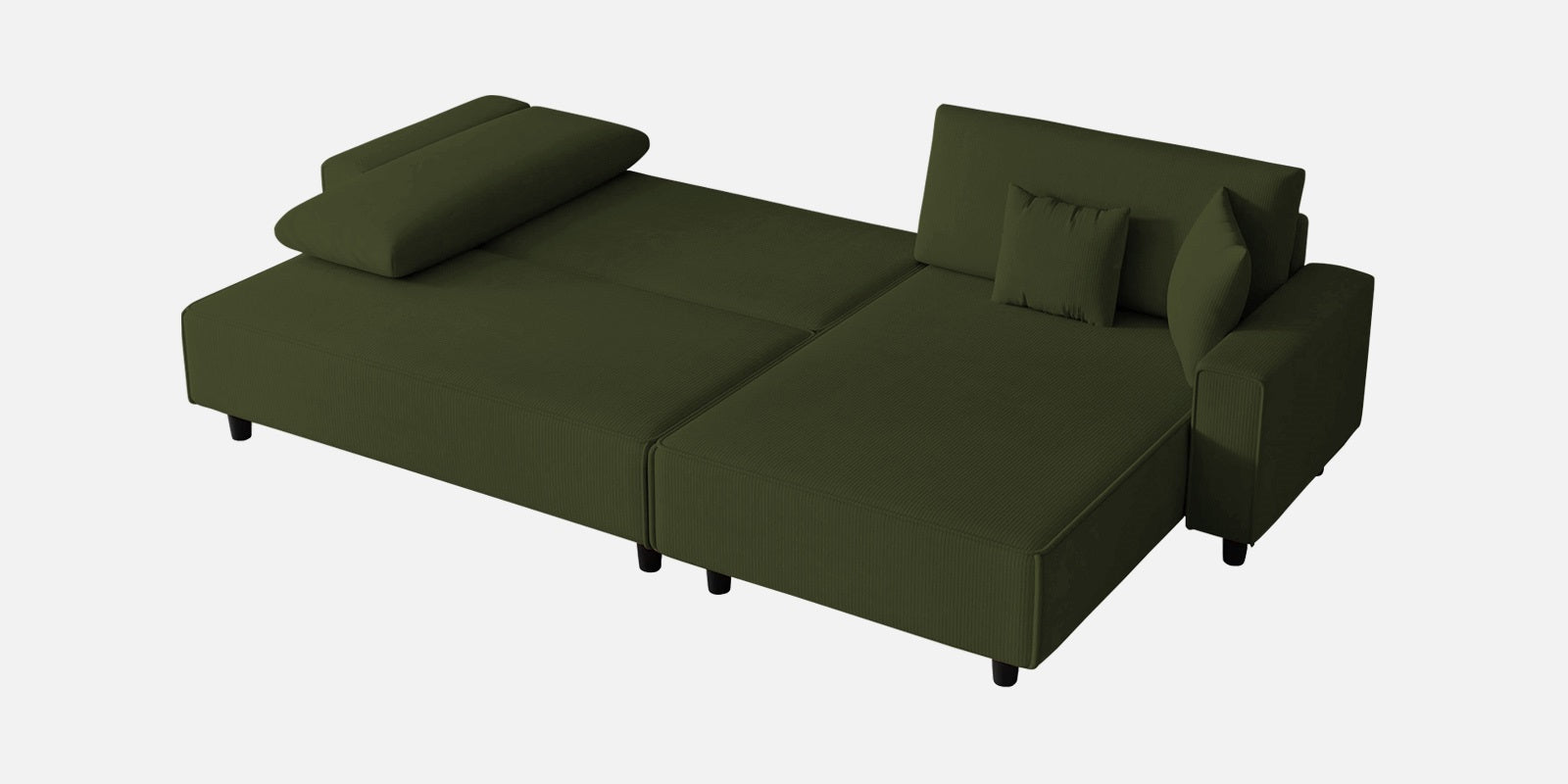 Peach Fabric LHS 6 Seater Sofa Cum Bed With Storage In Olive Green Colour - Febonic Living