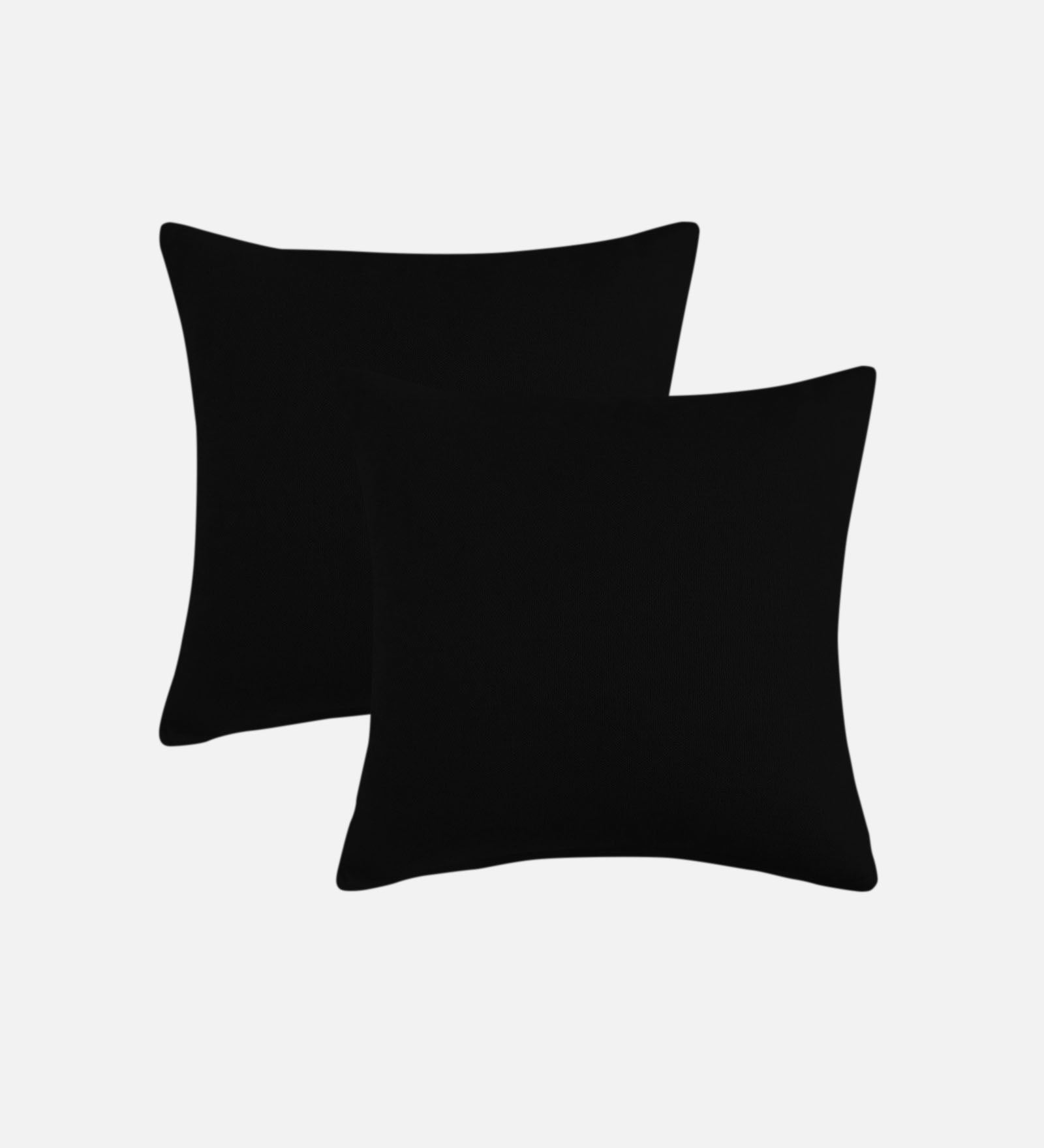 Kaya Fabric Geometric 20x20 inches Cushion + Covers (Pack of 2) In Zed Black Colour - Febonic Living