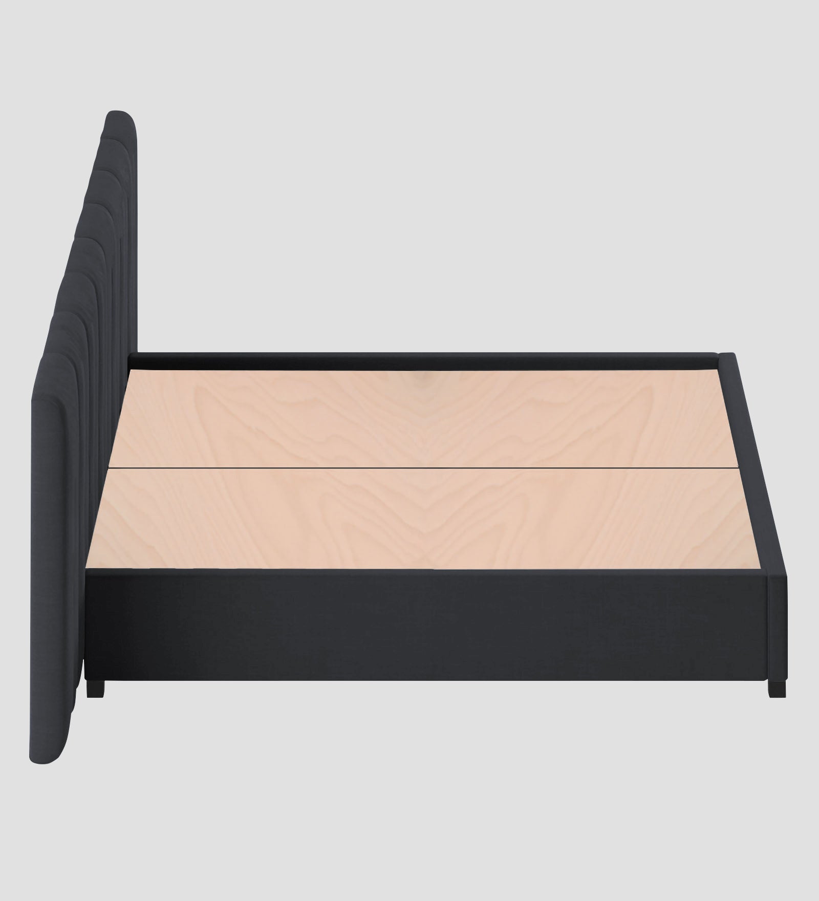 Nora Fabric Queen Size Bed In Charcoal Grey Colour With Box Storage