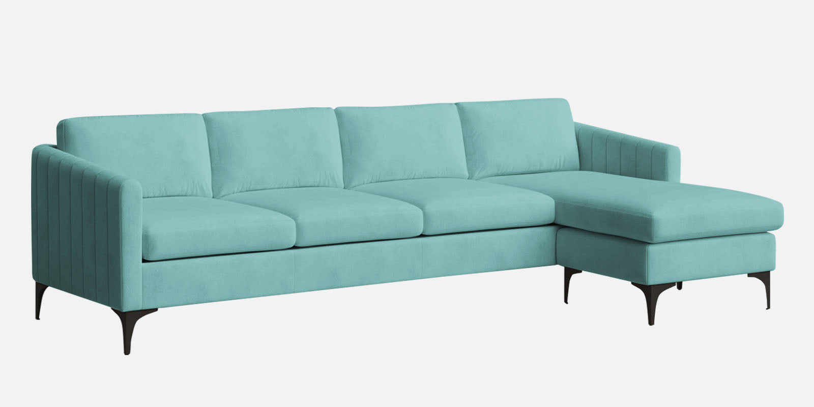Haru Fabric LHS Sectional Sofa (3+Lounger) In Barmunda Aqua Colour - Febonic Living