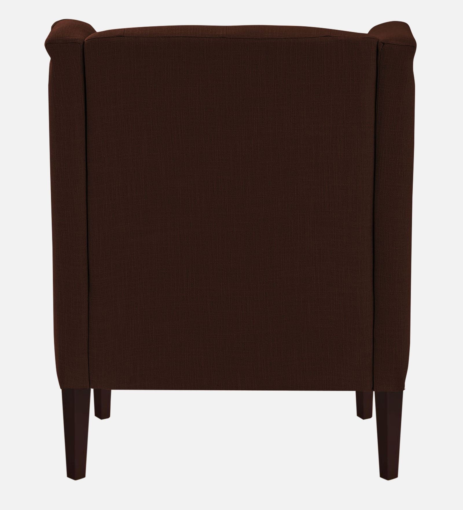 Deyuk Fabric Wing Chair In Coffee Brown Colour - Febonic Living