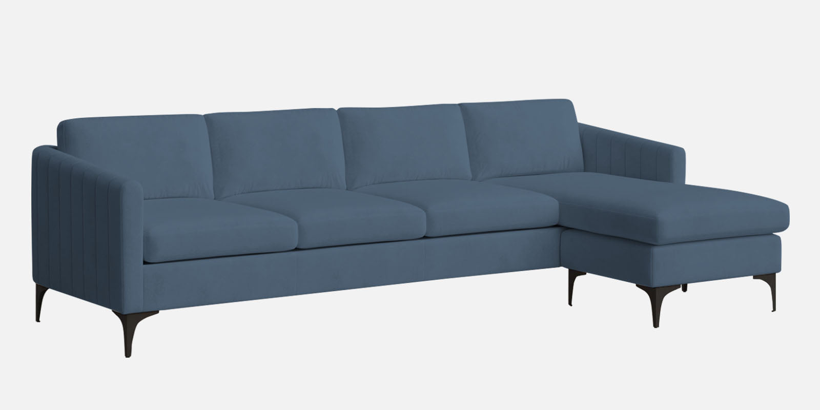 Haru Fabric LHS Sectional Sofa (3+Lounger) In Oxford Blue Colour - Febonic Living