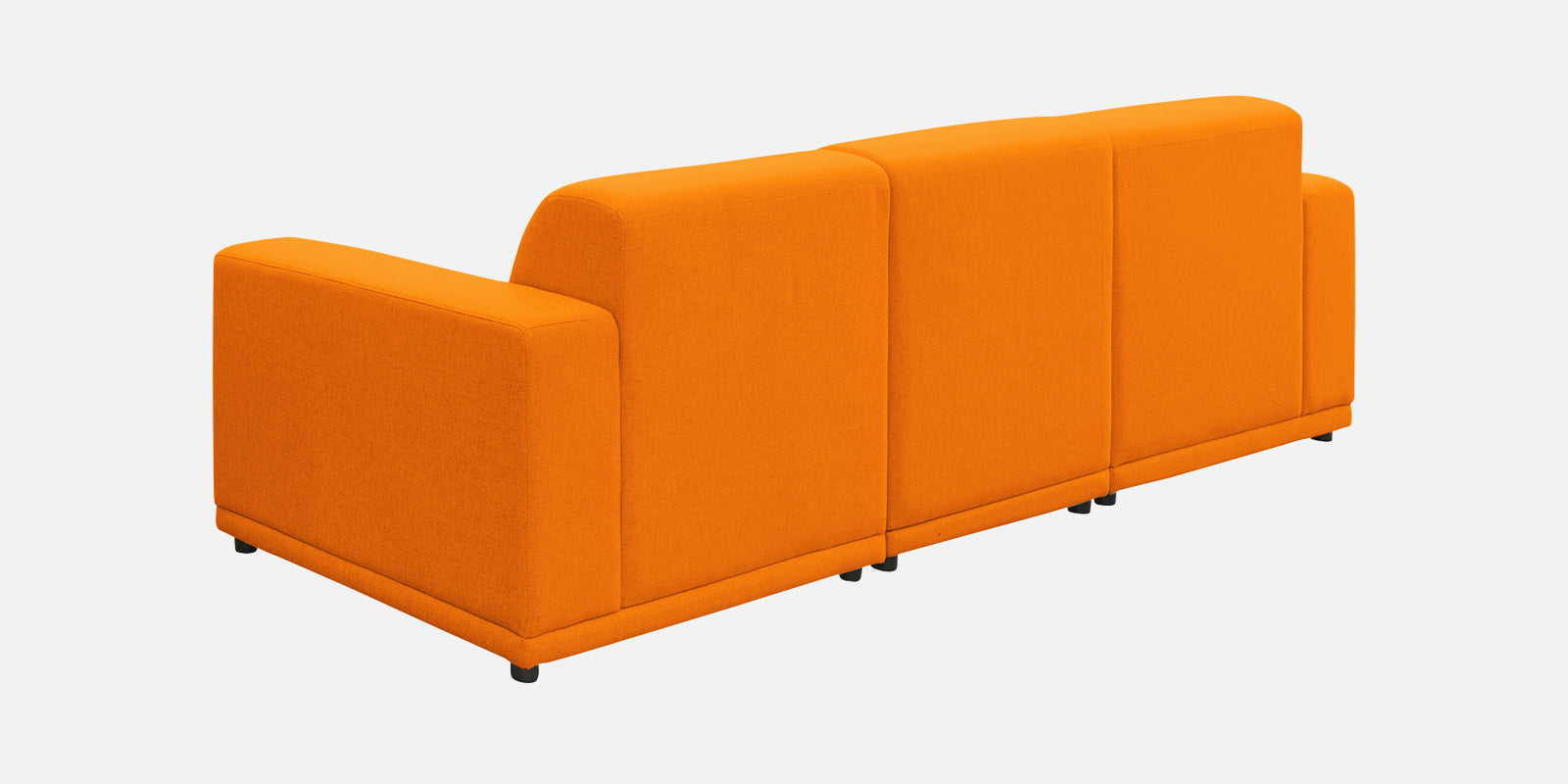 Adam Fabric LHS Sectional Sofa (3+Ottoman Lounger) In Vivid Orange Colour - Febonic Living