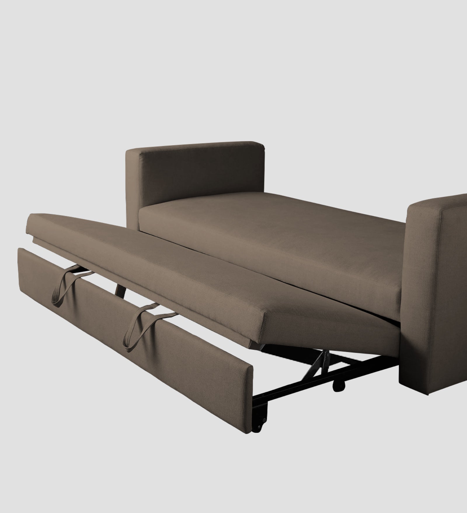 Tosy Fabric 3 Seater Pull Out Sofa Cum Bed In Hazel Beige Colour - Febonic Living