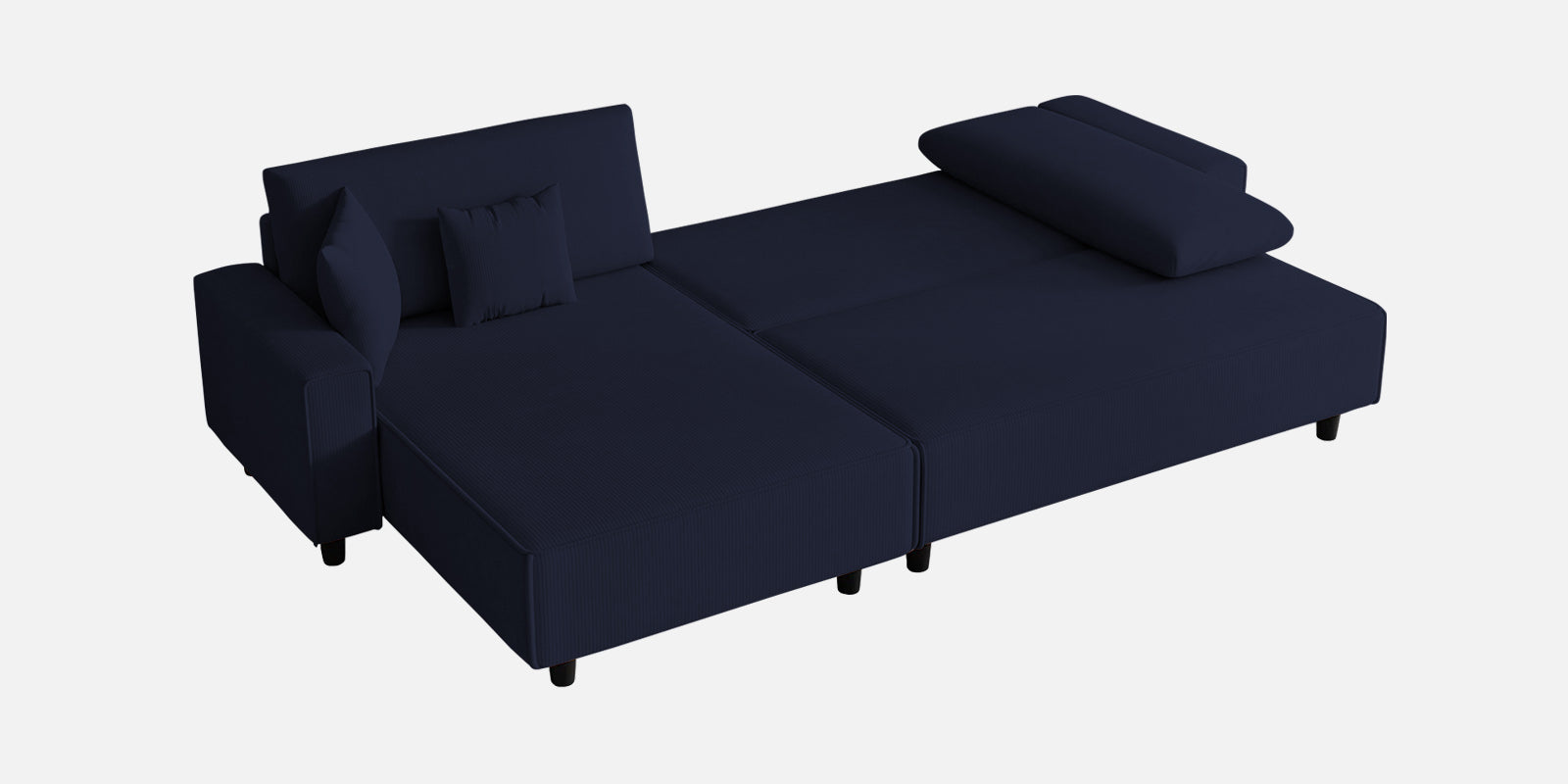 Peach Fabric RHS 6 Seater Sofa Cum Bed With Storage In Royal Blue Colour - Febonic Living
