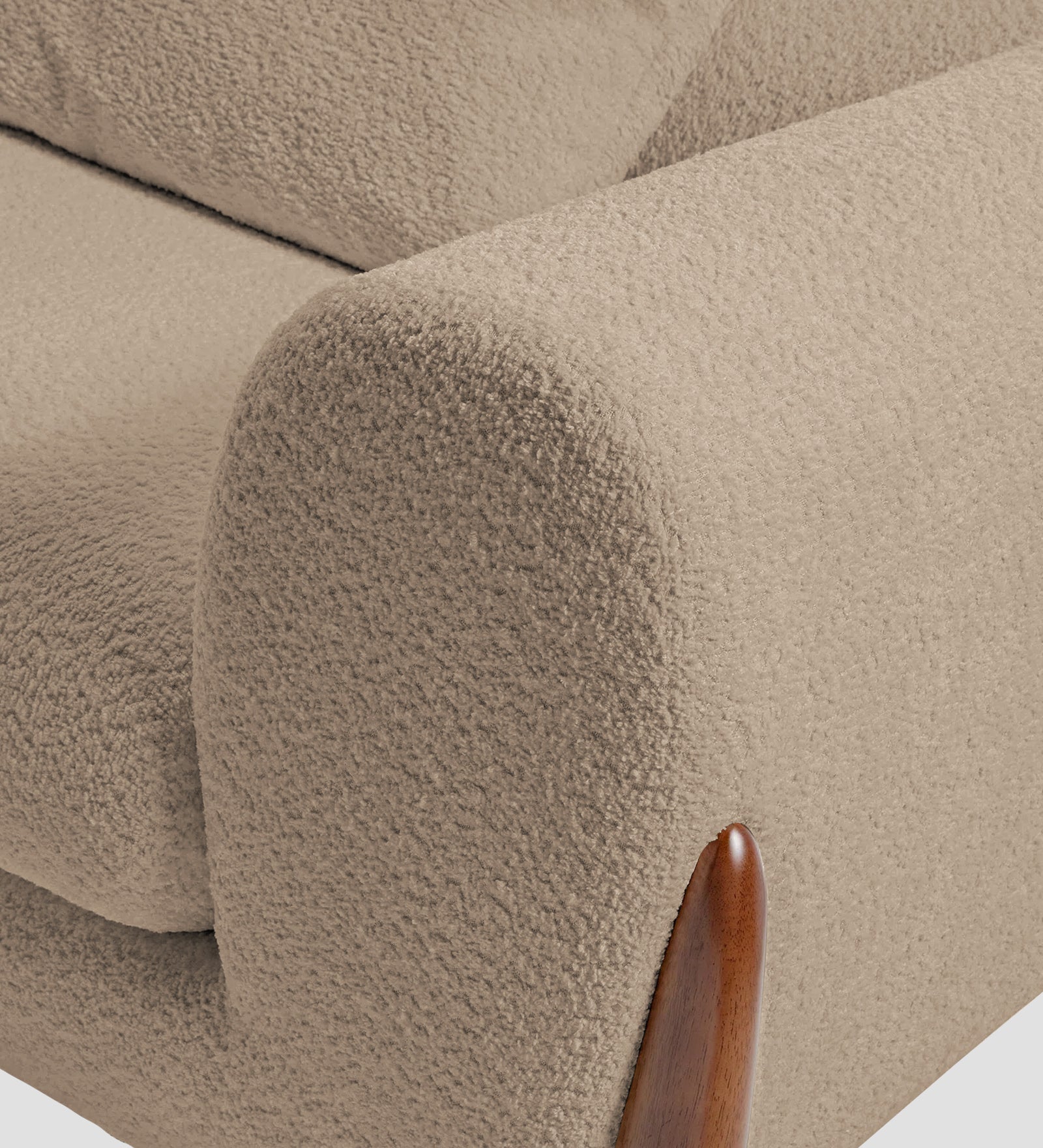 Boko Boucle 1 Seater Sofa In Mushroom Beige Colour - Febonic Living