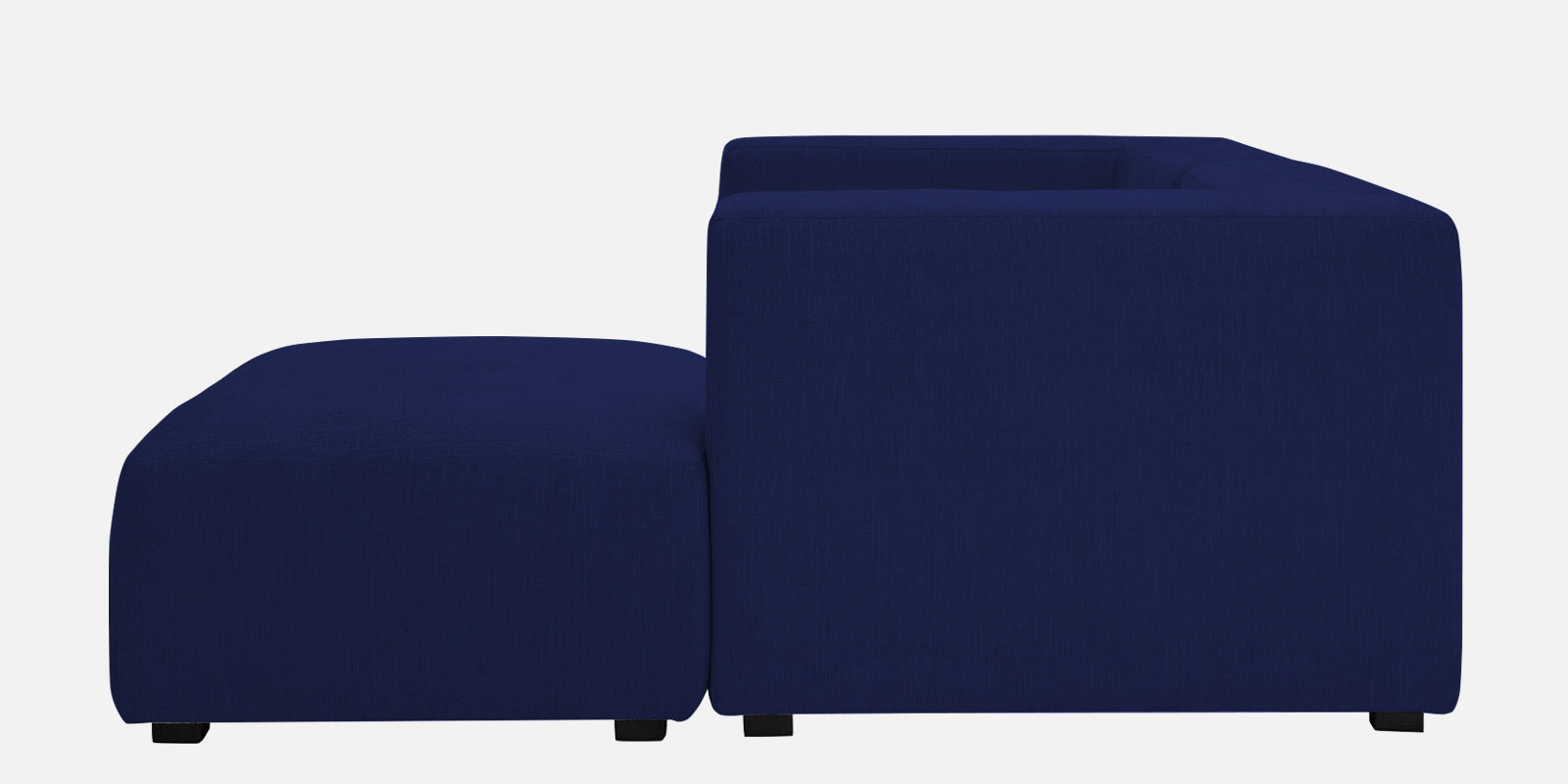 Dora Velvet LHS Sectional Sofa (2+Ottoman Lounger) In Indigo blue Colour - Febonic Living