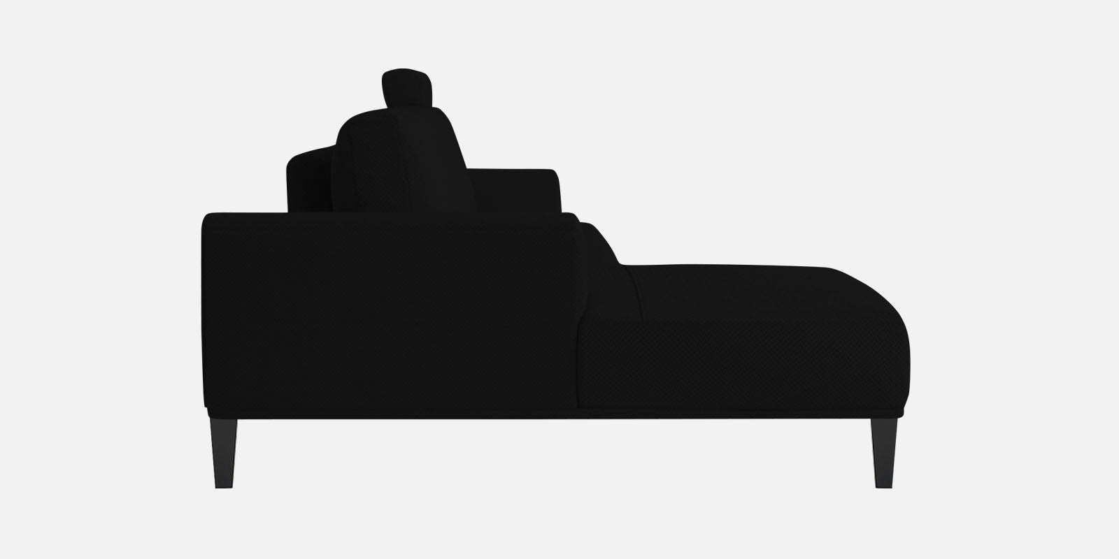 Como Fabric LHS Sectional Sofa (3+Lounger) In Zed Black Colour - Febonic Living