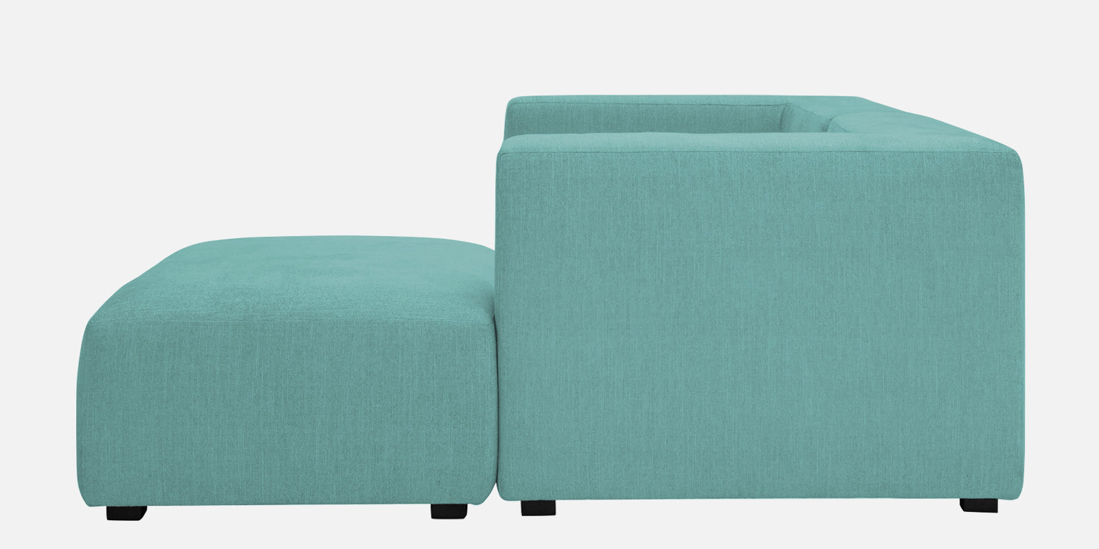Dora Velvet LHS Sectional Sofa (2+Ottoman Lounger) In Barmunda Aqua Colour - Febonic Living
