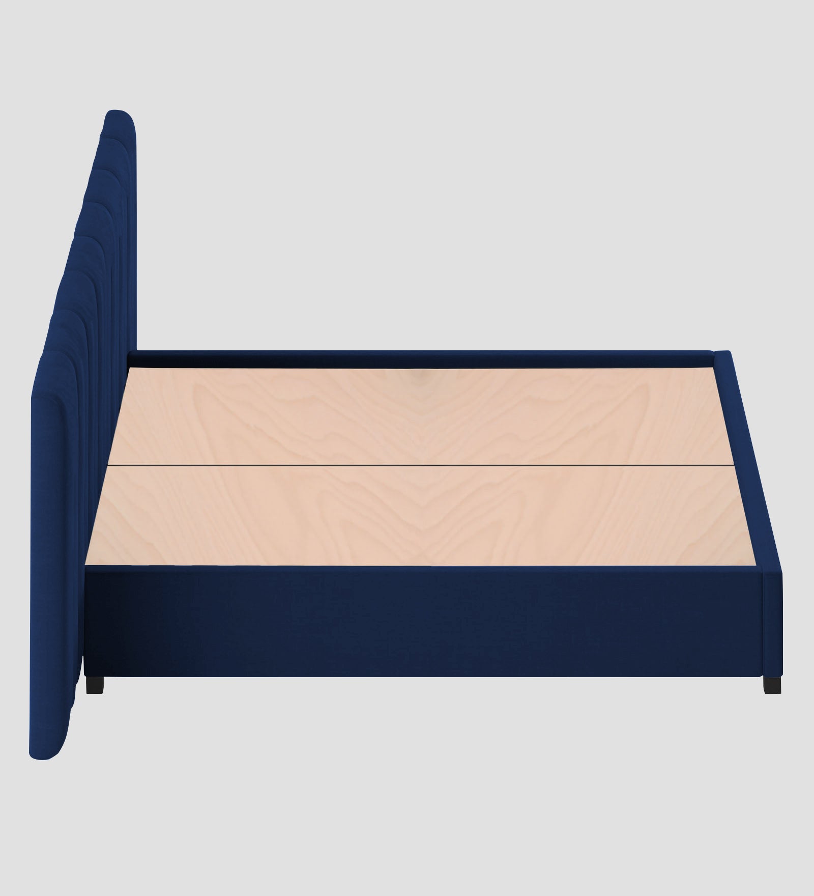 Nora Fabric Upholstered King Size Bed In Royal Blue Colour With Box Storage - Febonic Living