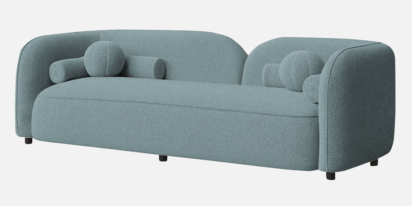 Corny Boucle Fabric 3 Seater Sofa In Stormy Blue Colour - Febonic Living