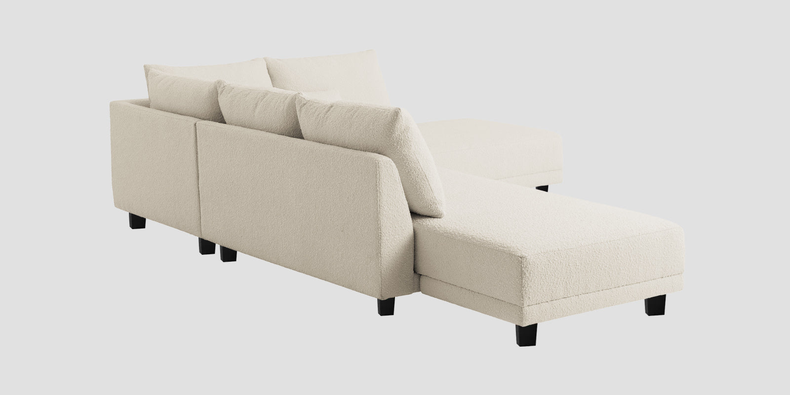 Ira Boucle Fabric LHS 6 Seater Convertible Sofa Cum Bed In Shell White Colour - Febonic Living