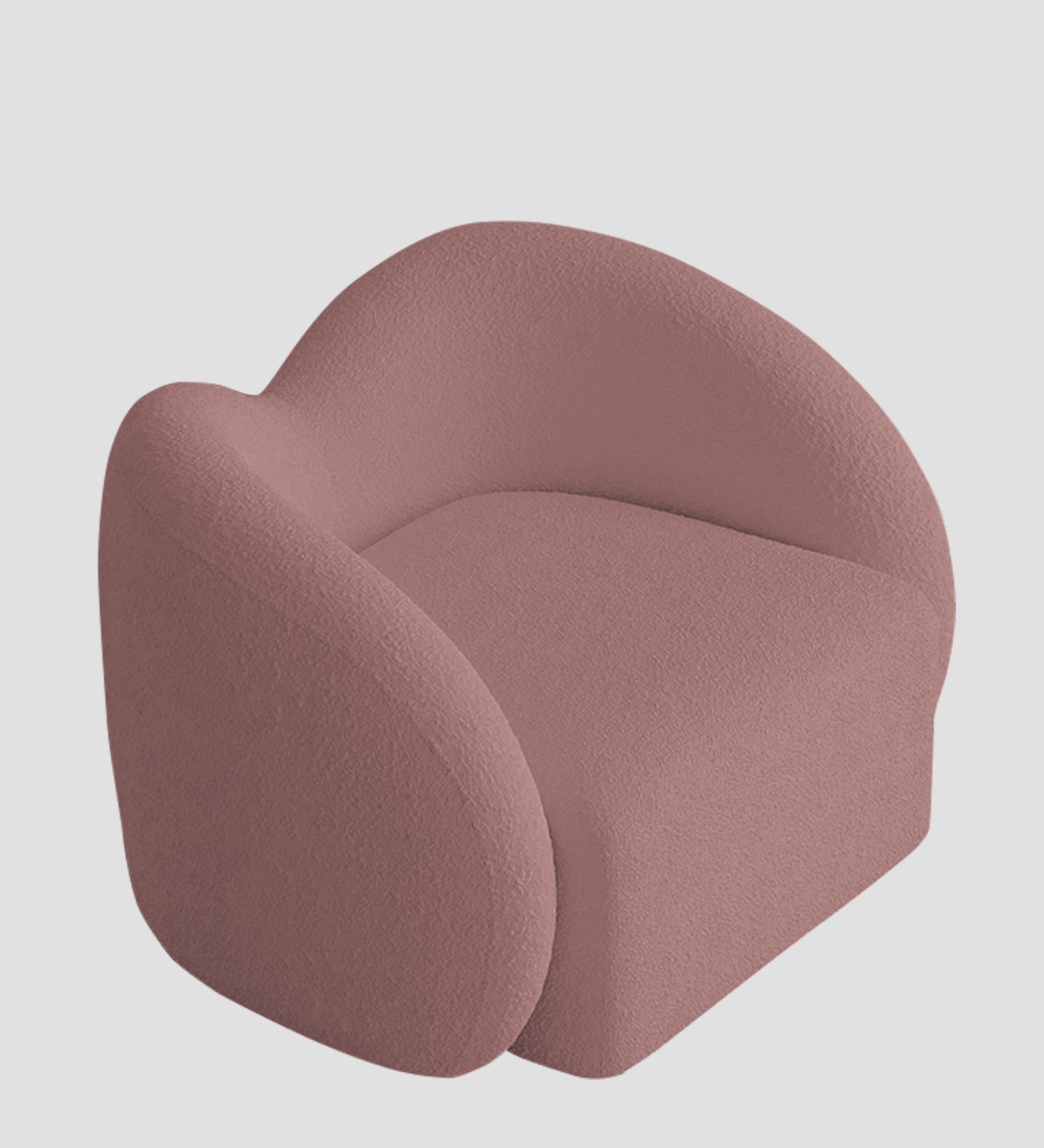 Miles Boucle Fabric Swivel Chair in Rose Pink Colour