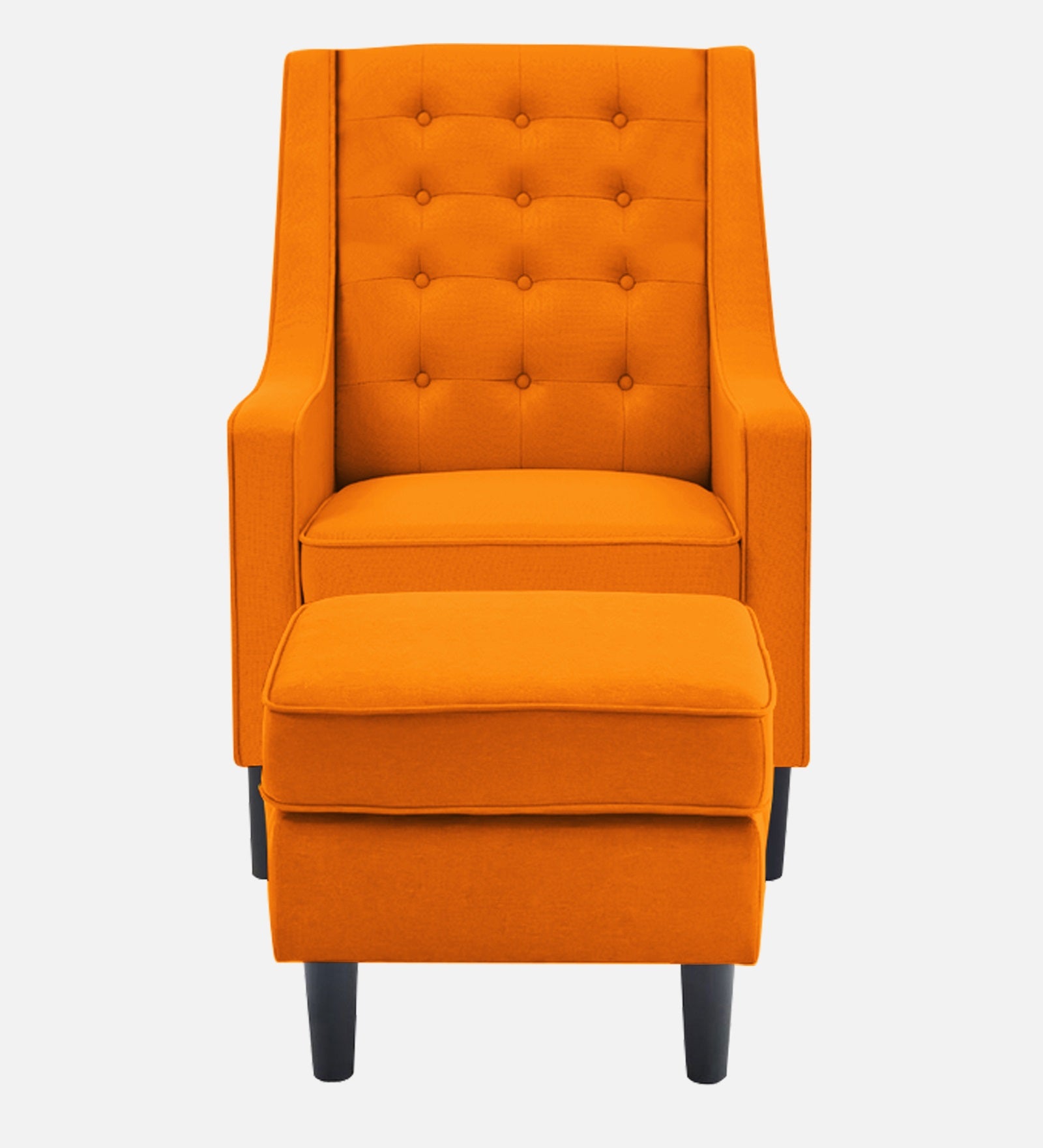 Sona Fabric Barrel Chair With Ottoman In Vivid Orange Colour - Febonic Living