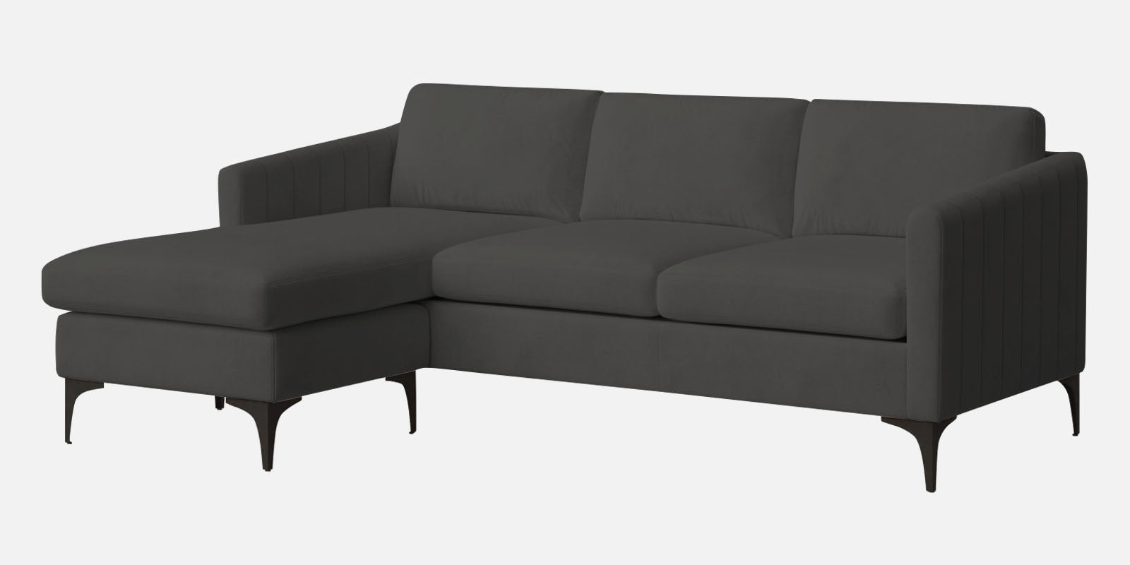 Haru Fabric LHS Sectional Sofa (2+Lounger) In Hory Grey Colour - Febonic Living